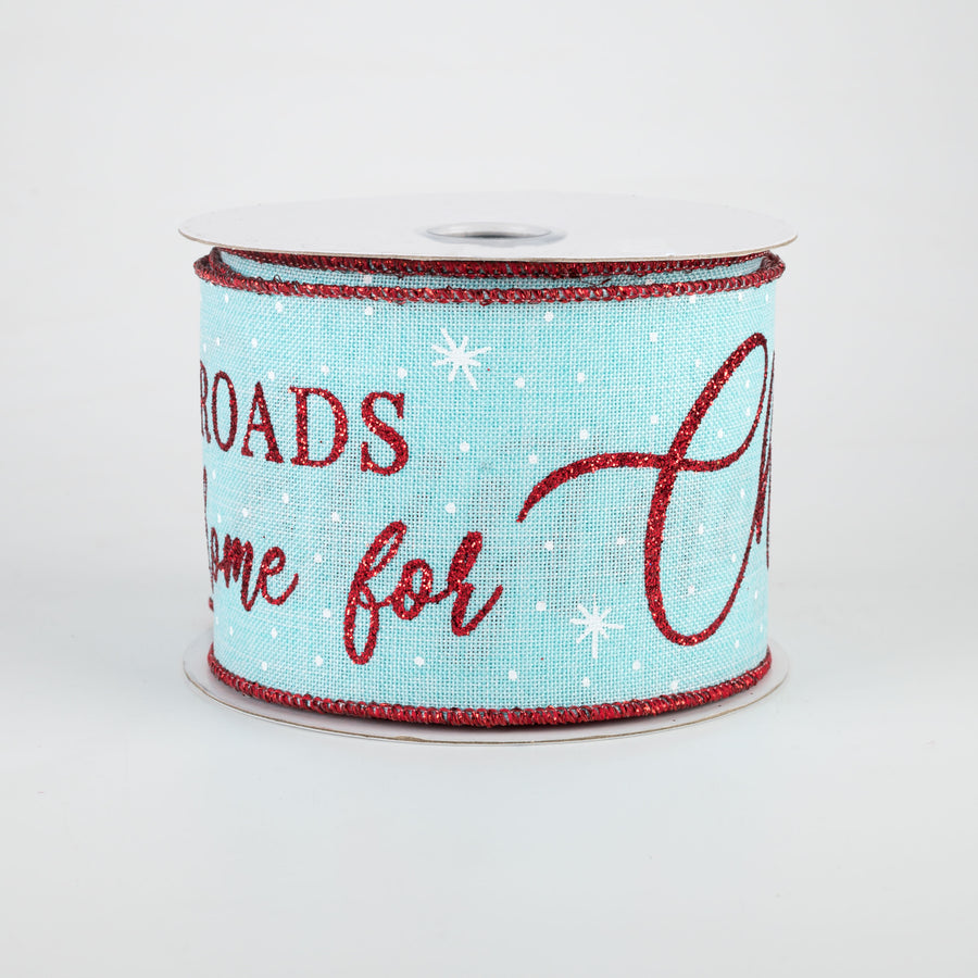2.5" Home For Christmas Ribbon: Ice Blue (10 Yards)