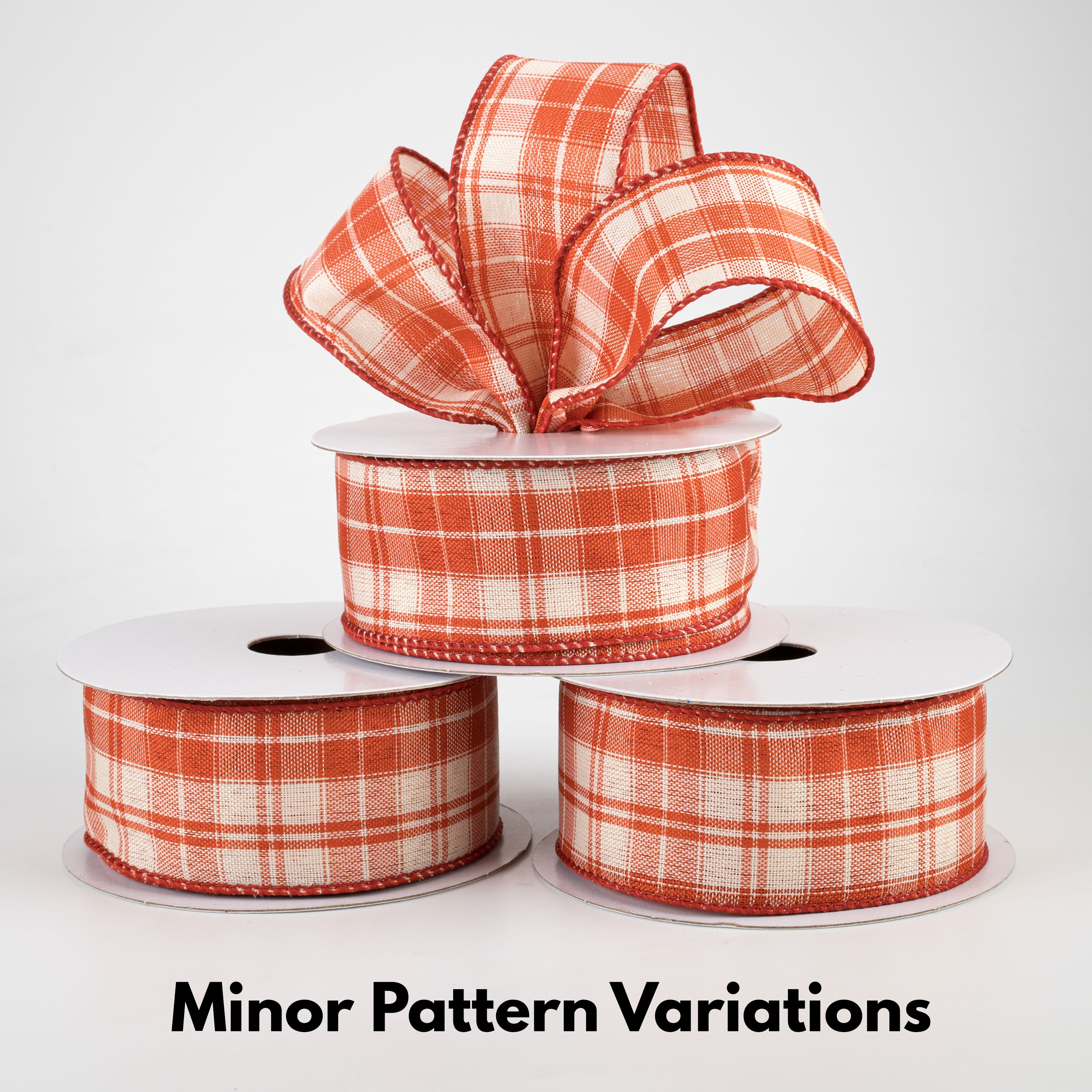 1.5" Homespun Plaid Ribbon: Orange & Cream (10 Yards) Lifestyle Photo