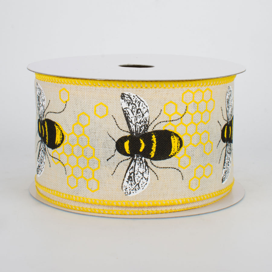 2.5" Honey Bee Ribbon: Cream (10 Yards)