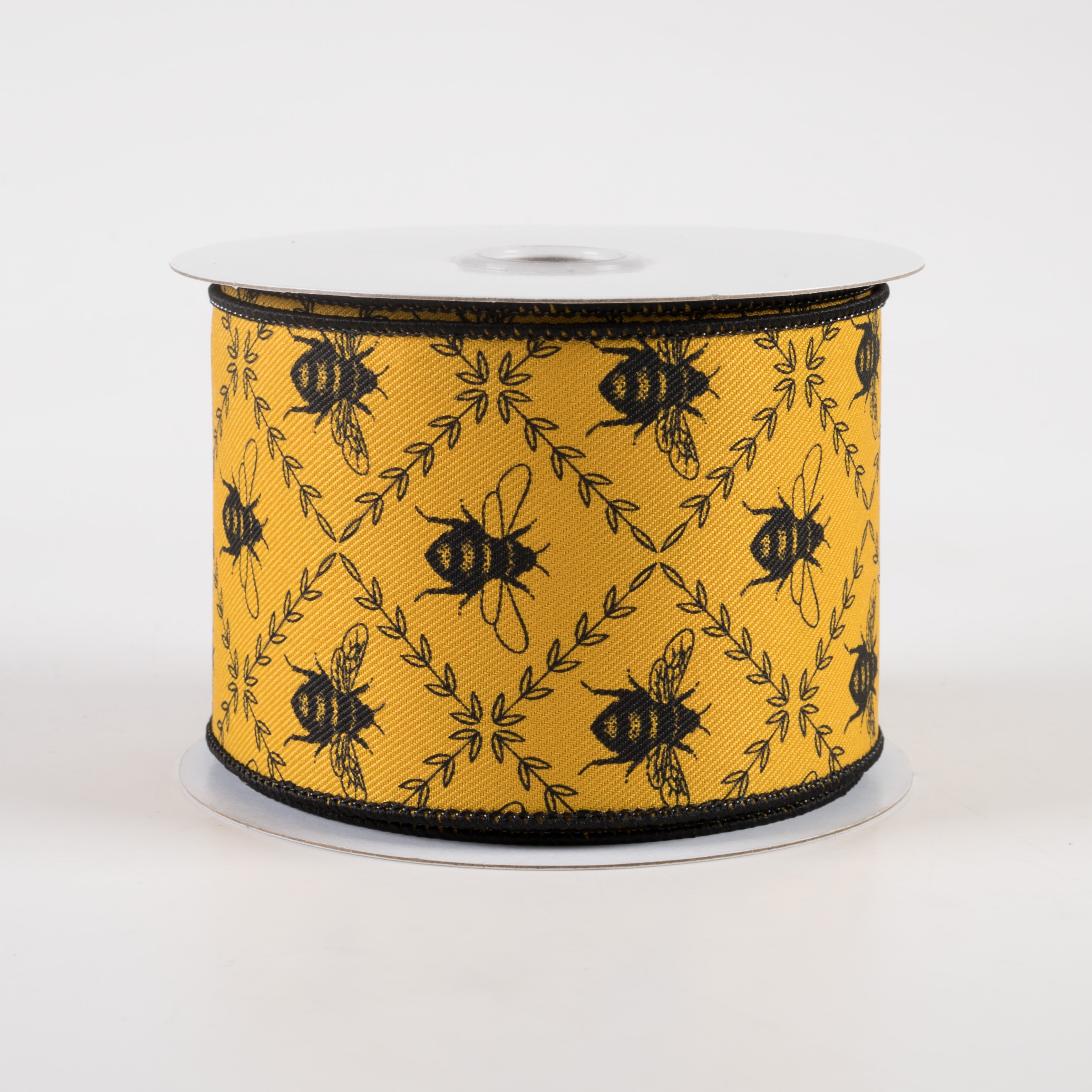 2.5" Honey Bee Trellis Ribbon: Dark Yellow (10 Yards)