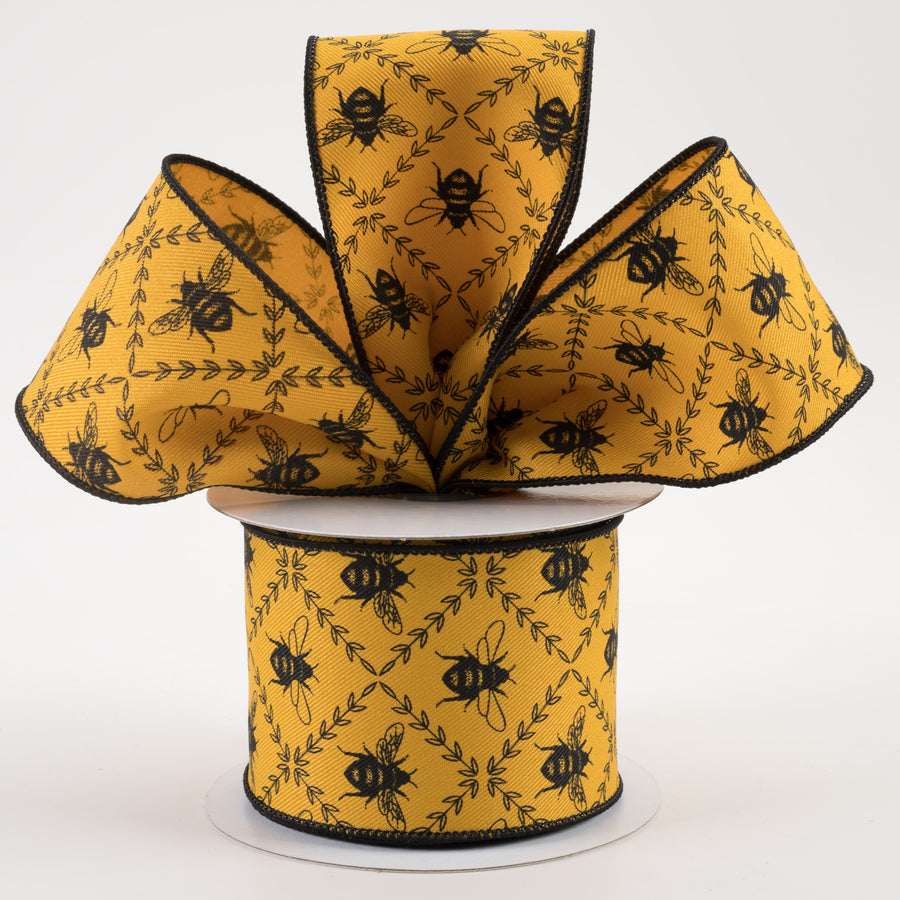 2.5" Honey Bee Trellis Ribbon: Dark Yellow (10 Yards) Lifestyle Photo