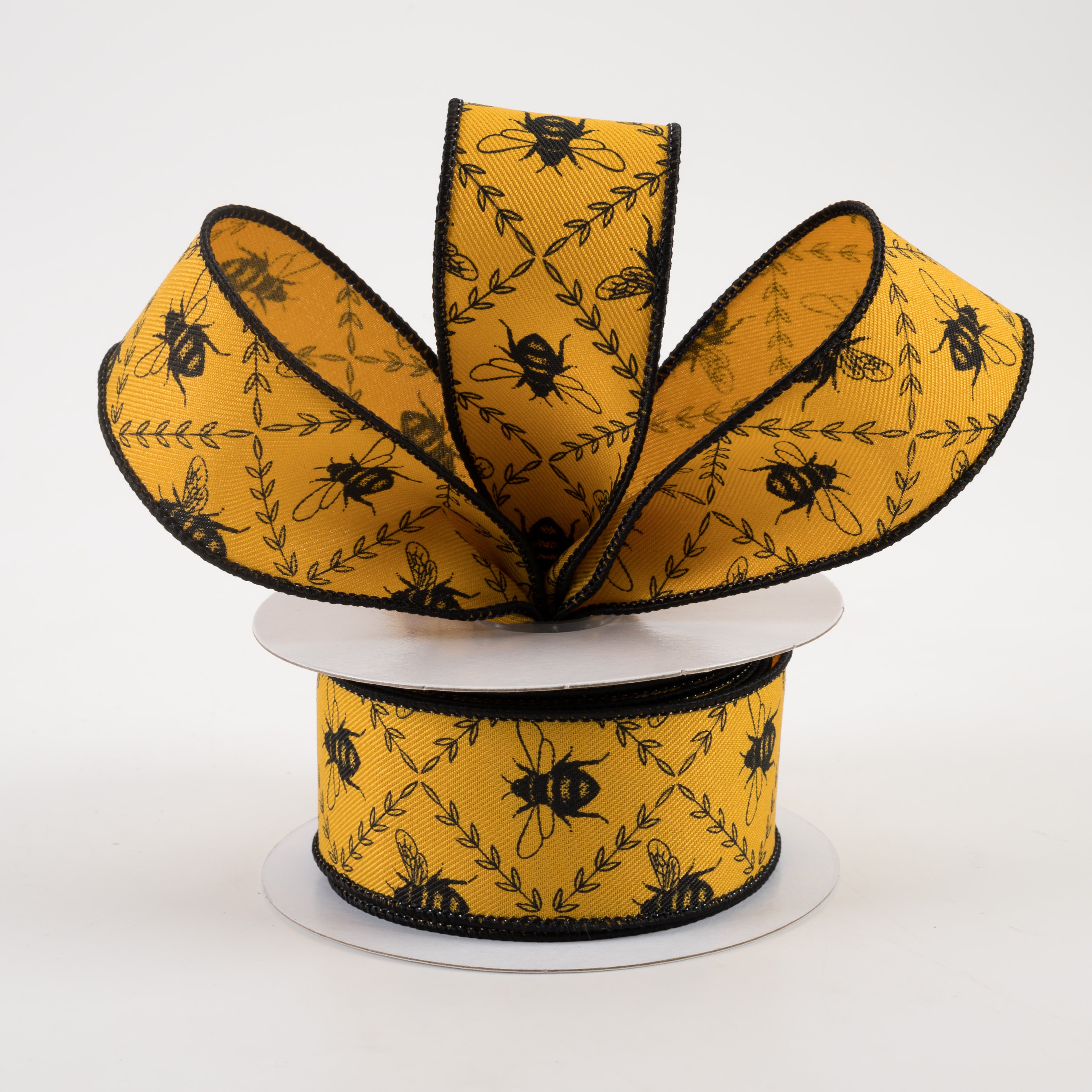 1.5" Honey Bee Trellis Ribbon: Dark Yellow (10 Yards) Lifestyle Photo