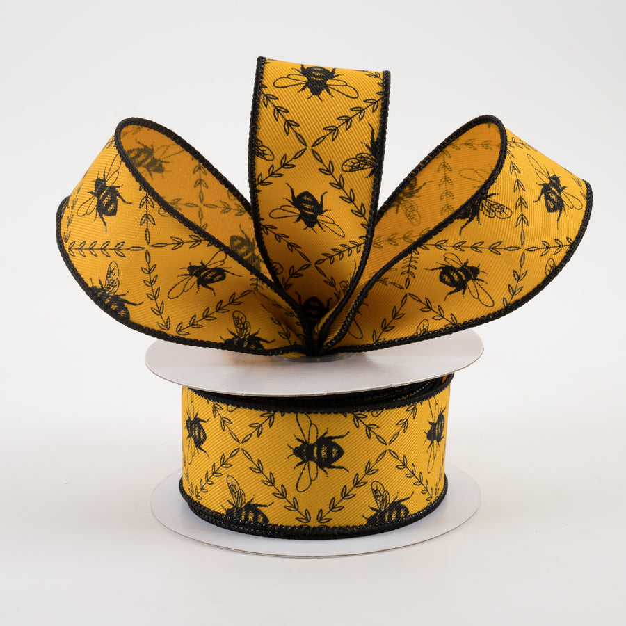 1.5" Honey Bee Trellis Ribbon: Dark Yellow (10 Yards) Lifestyle Photo