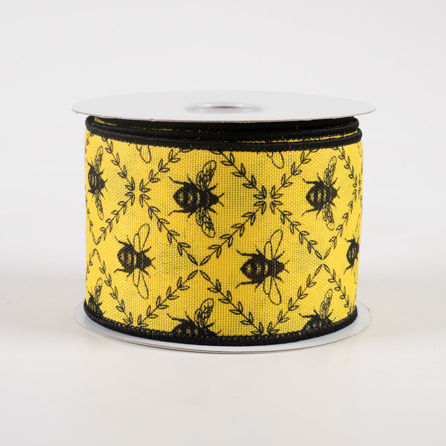 2.5" Honey Bee Trellis Ribbon: Sun Yellow (10 Yards)