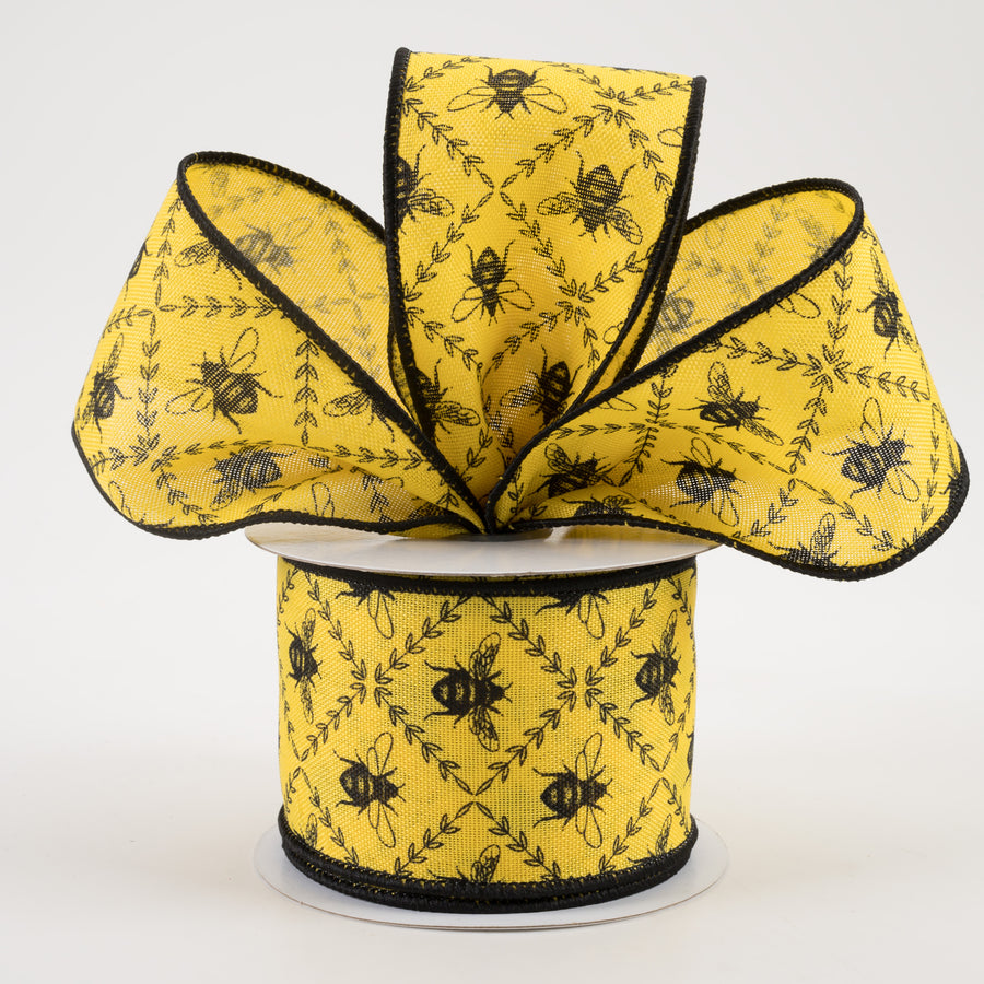 2.5" Honey Bee Trellis Ribbon: Sun Yellow (10 Yards) Lifestyle Photo