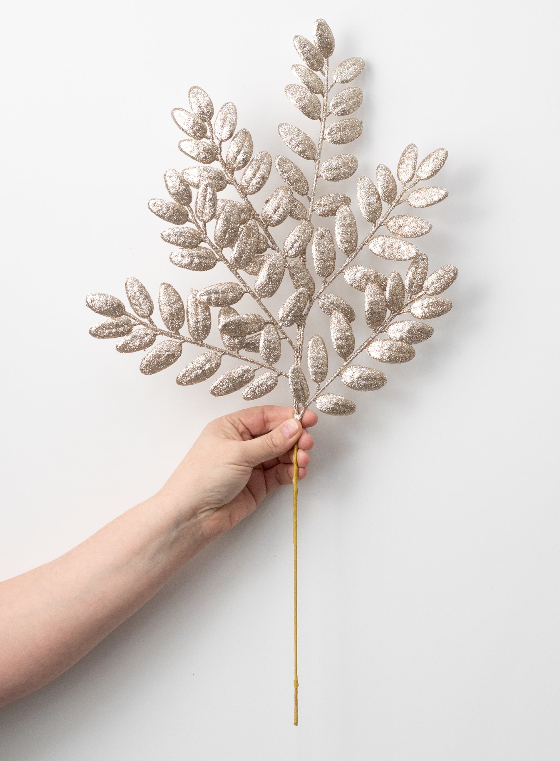 22" Honey Locust Leaf Glitter Spray: Champagne Gold detail photo 3
