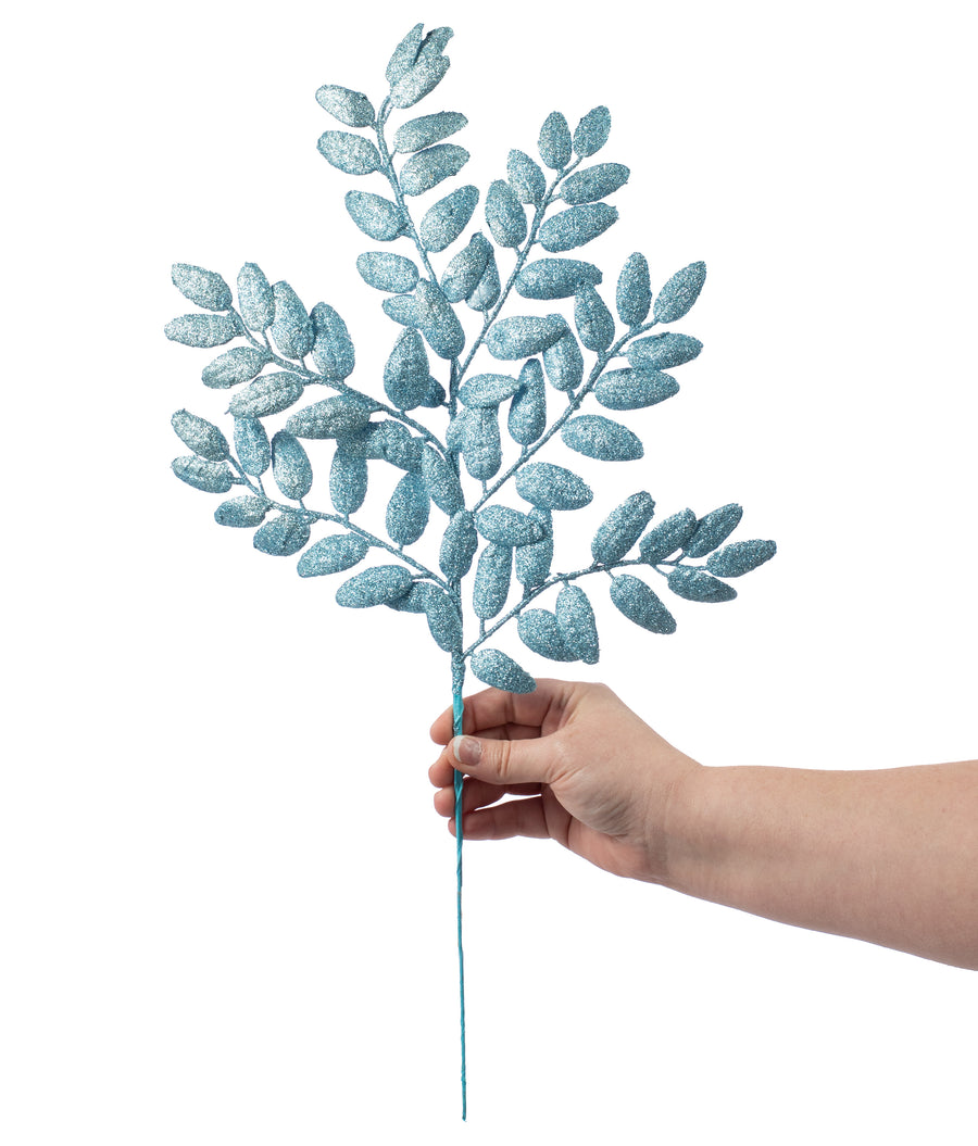 22" Honey Locust Leaf Glitter Spray: Glacier Blue Lifestyle Photo
