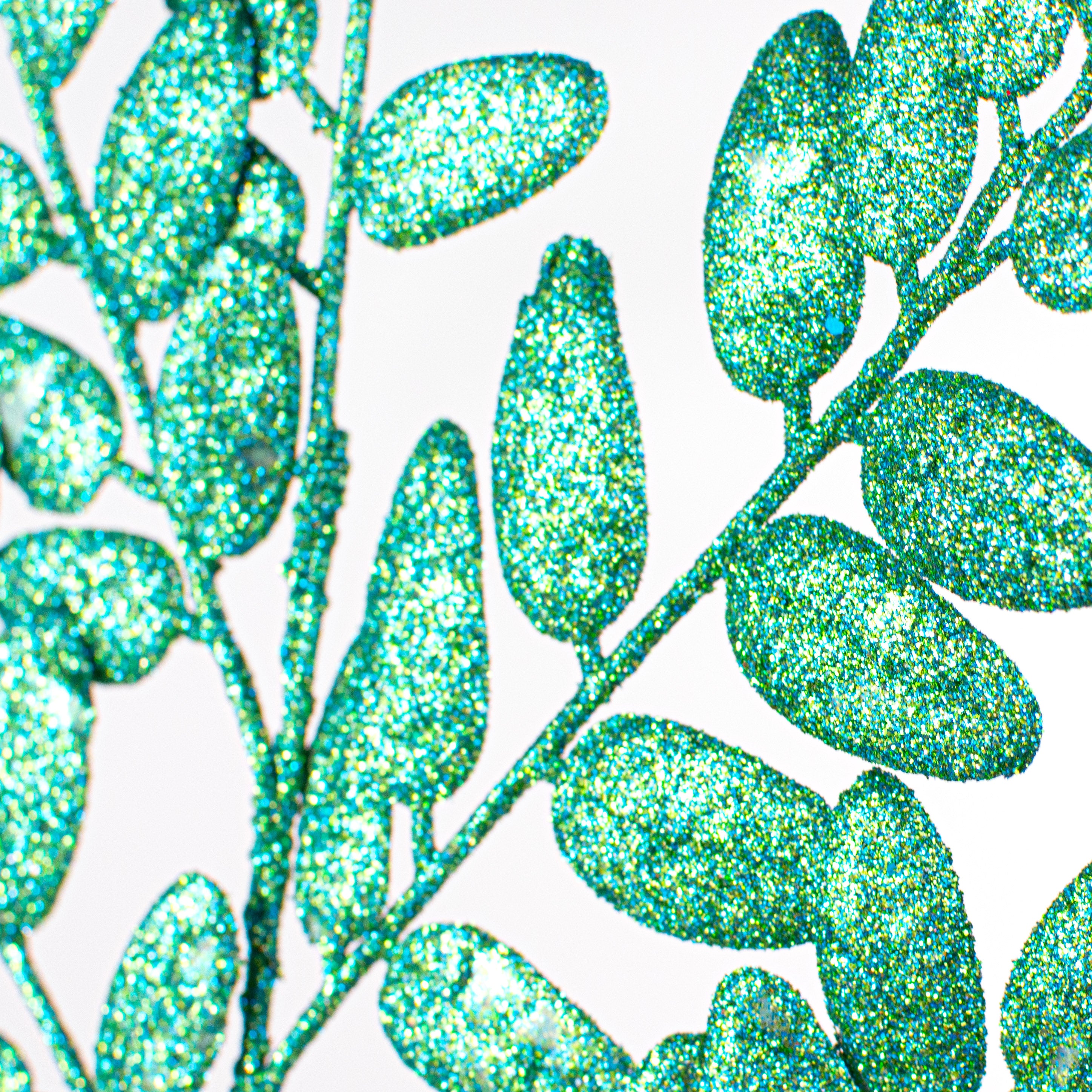 22" Honey Locust Leaf Glitter Spray: Peacock Green Lifestyle Photo