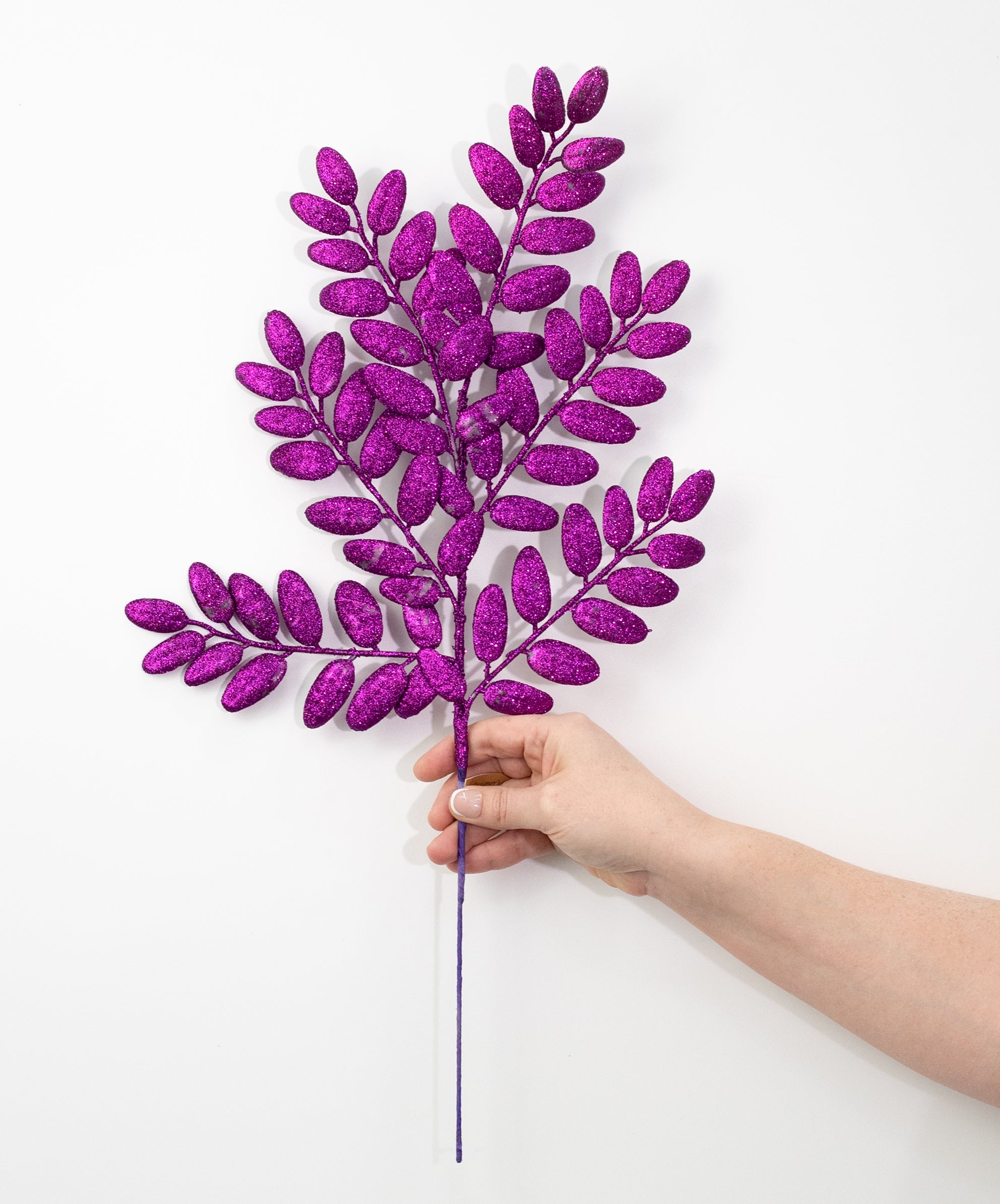 22" Honey Locust Leaf Glitter Spray: Purple detail photo 3