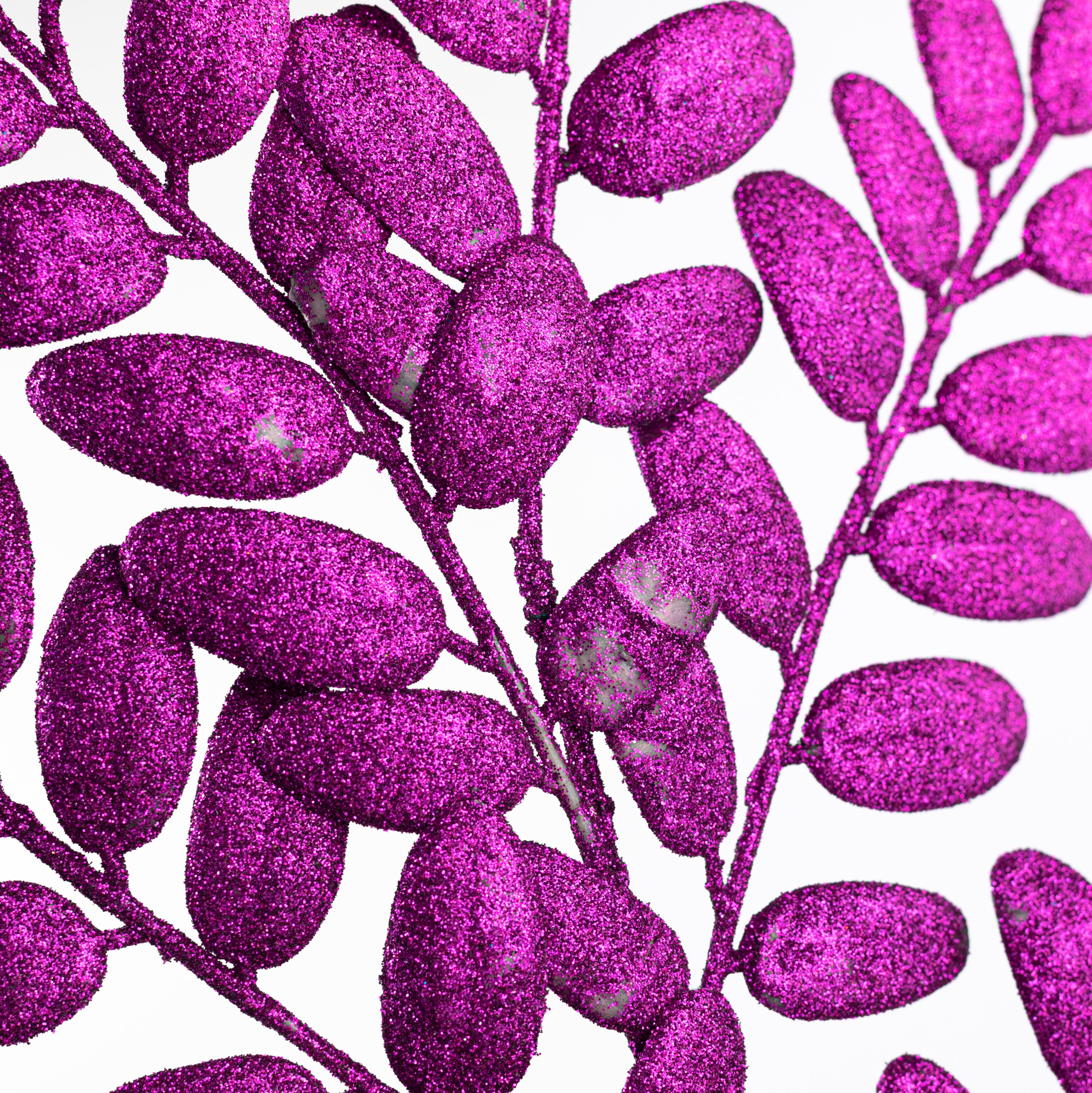 22" Honey Locust Leaf Glitter Spray: Purple detail photo 4
