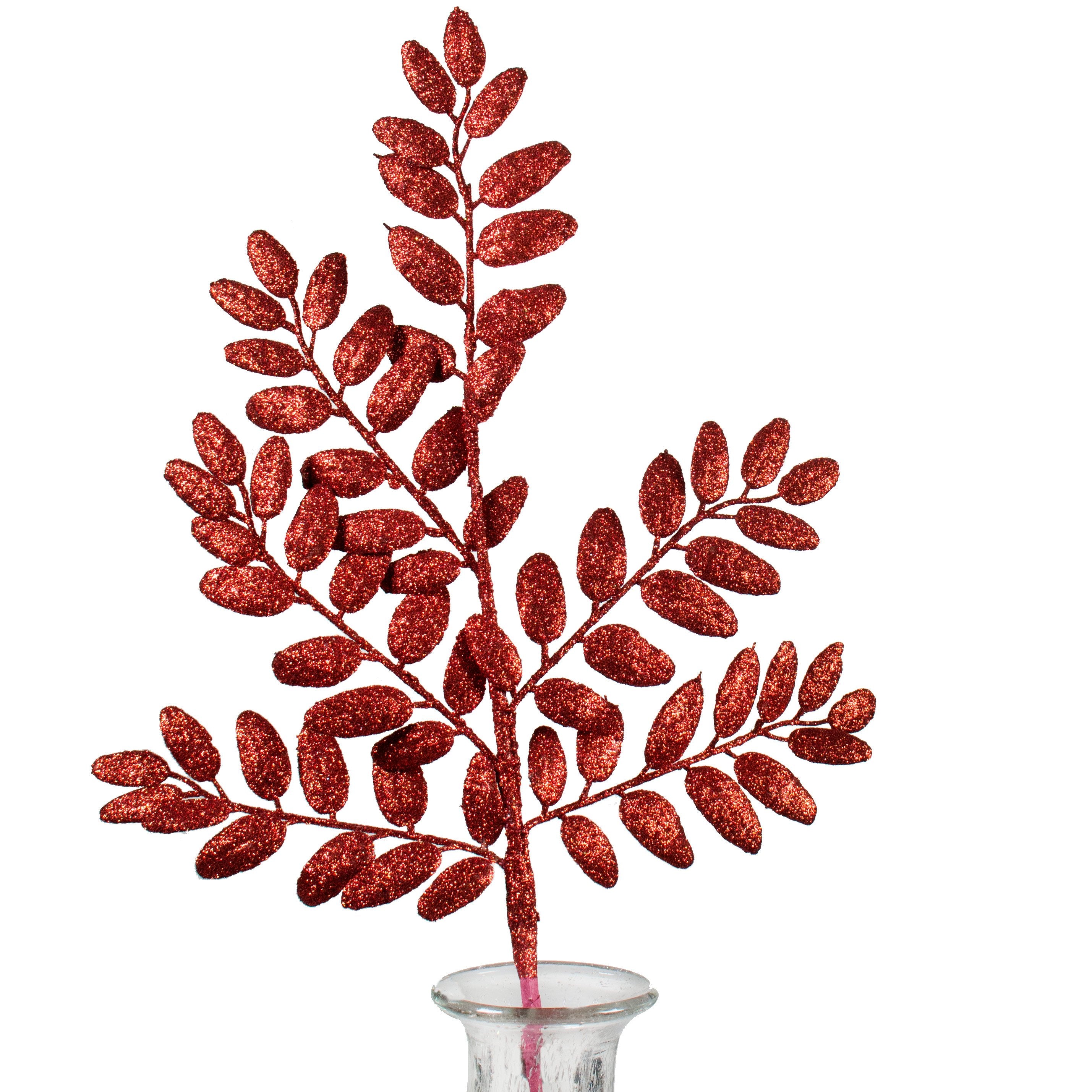 22" Honey Locust Leaf Glitter Spray: Red Item Number: 262290