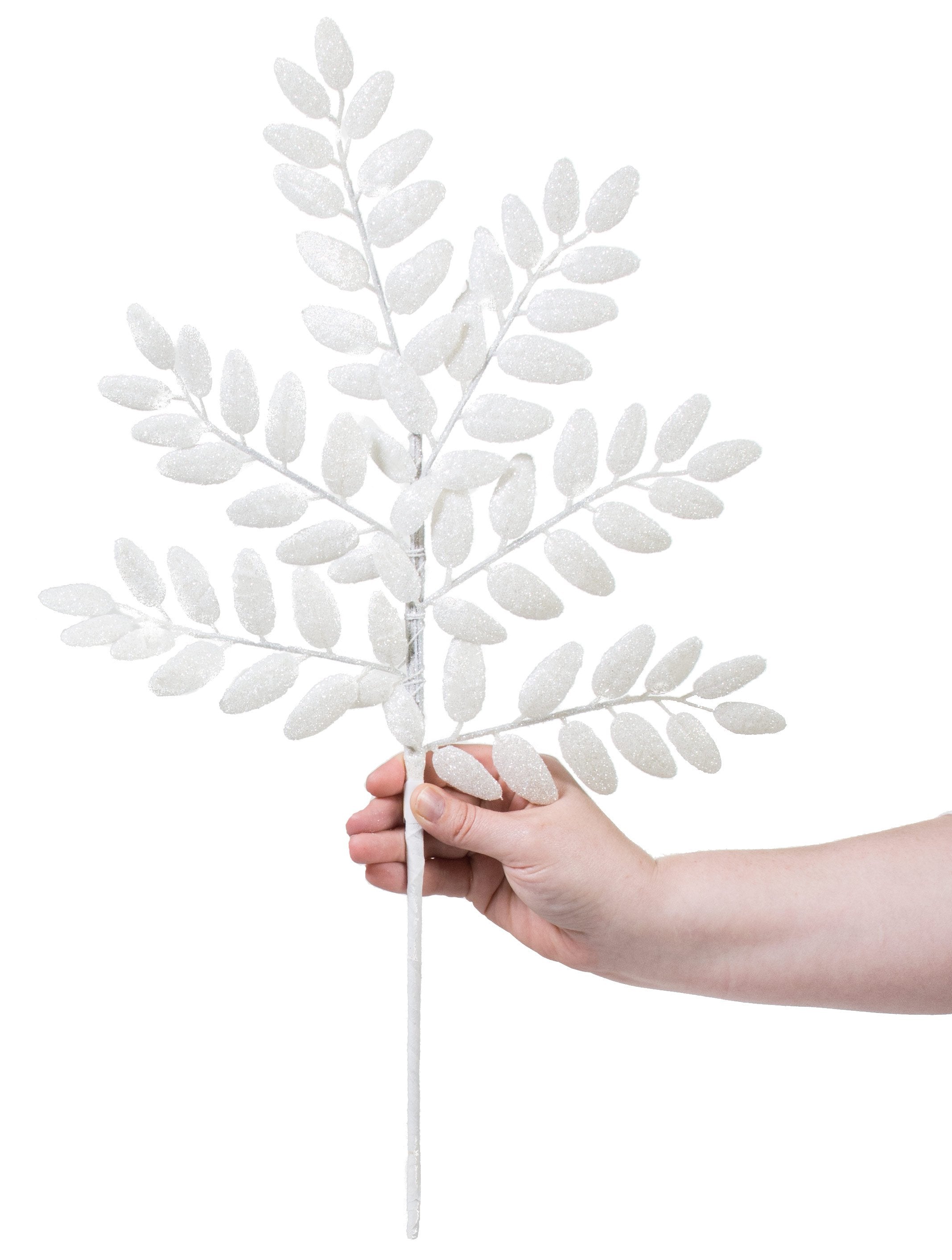 22" Honey Locust Leaf Glitter Spray: White Lifestyle Photo