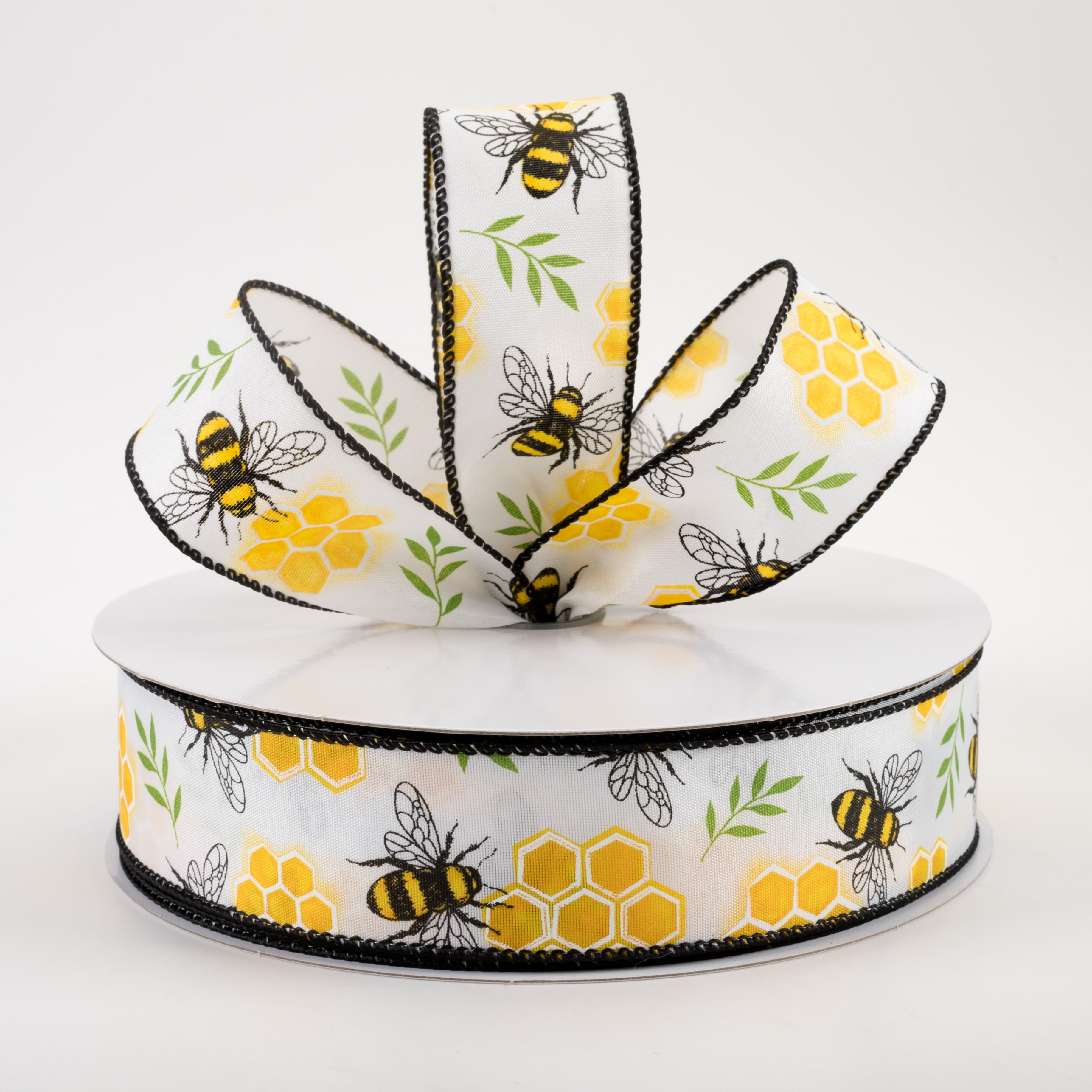 1.5" Honeycomb Bee Satin Ribbon (50 Yards) Lifestyle Photo