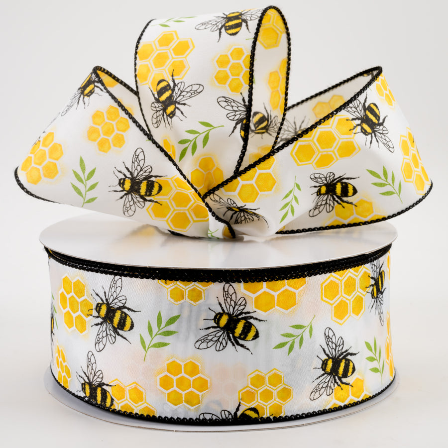 2.5" Honeycomb Bee Satin Ribbon (50 Yards) Lifestyle Photo