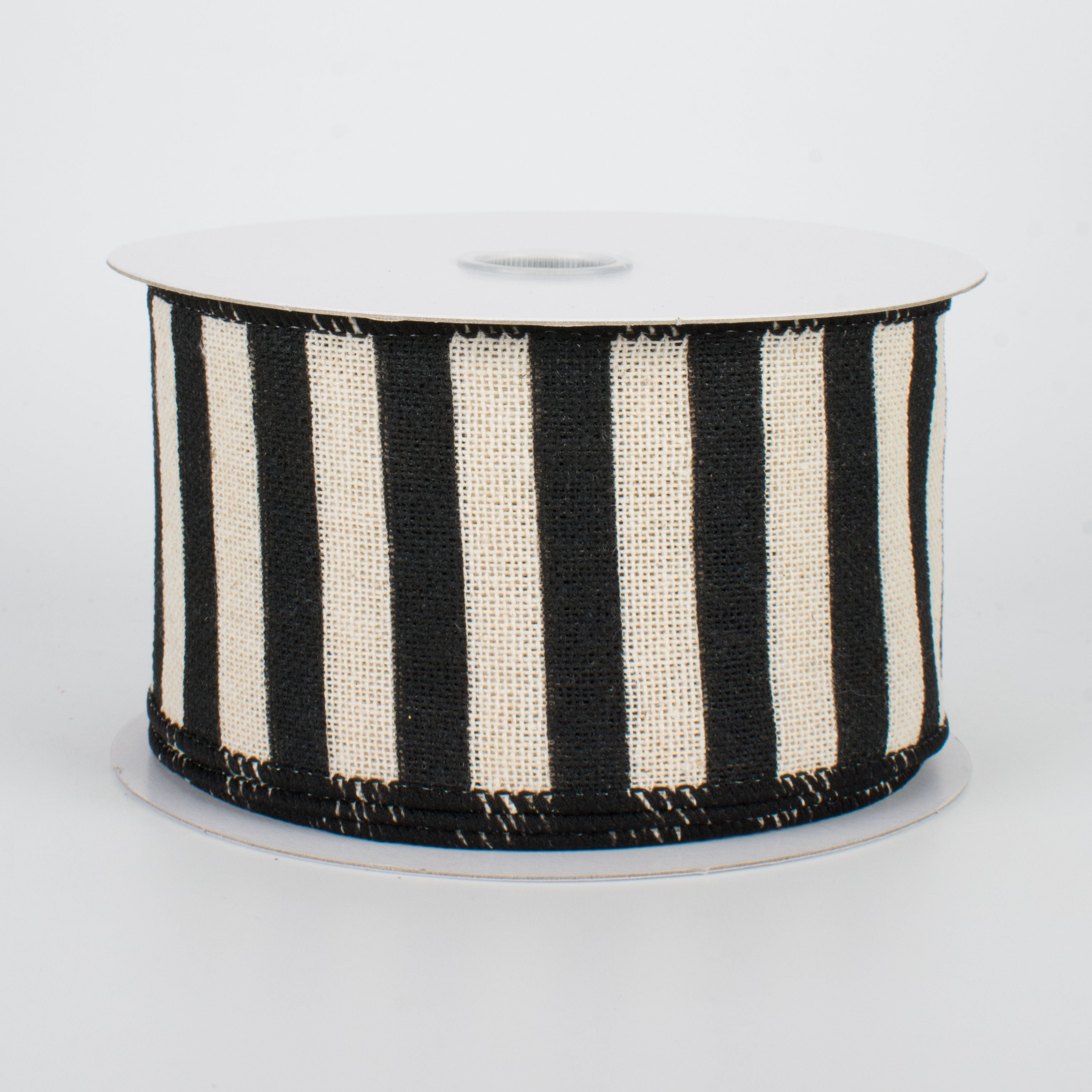 2.5" Horizontal Canvas Stripe Ribbon: Black & Natural (10 Yards)