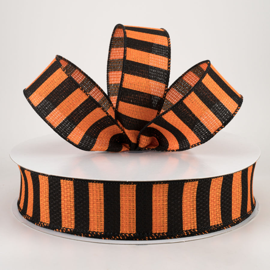 1.5" Horizontal Stripe Canvas Ribbon: Black & Orange (50 Yards) Lifestyle Photo