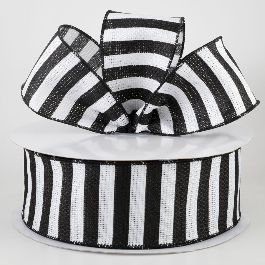 2.5" Horizontal Stripe Canvas Ribbon: Black & White (50 Yards) Lifestyle Photo