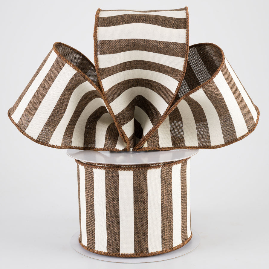 2.5" Horizontal Stripe Ribbon: Brown & Ivory (10 Yards) Lifestyle Photo