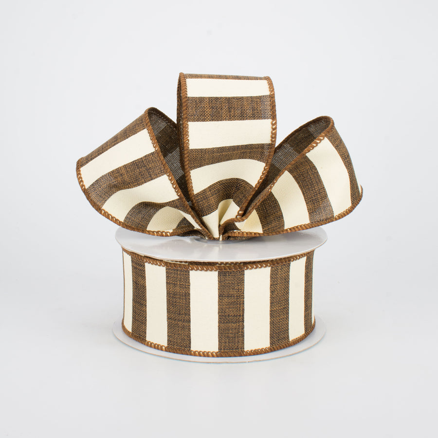 1.5" Horizontal Stripe Ribbon: Brown & Ivory (10 Yards) Lifestyle Photo