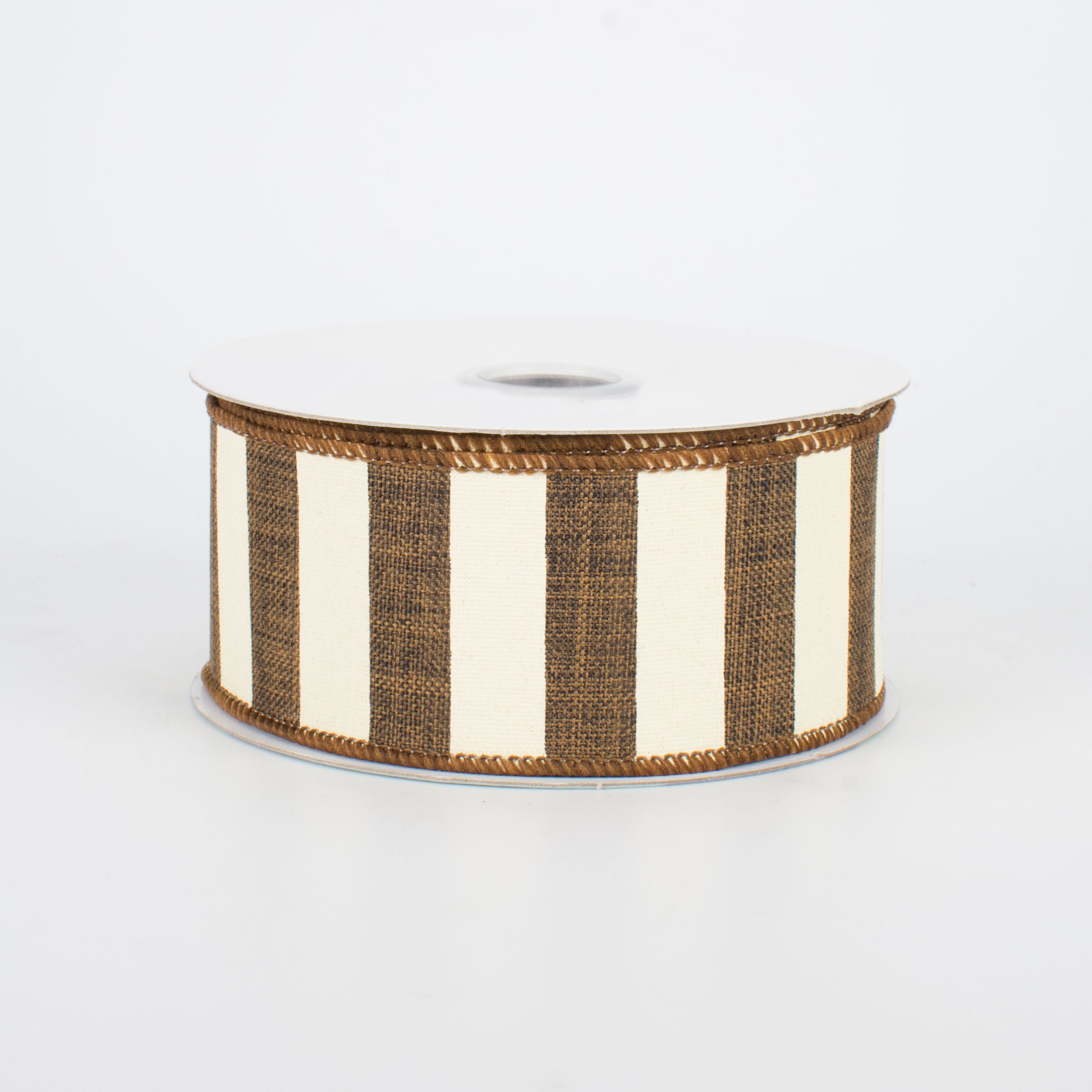 1.5" Horizontal Stripe Ribbon: Brown & Ivory (10 Yards)