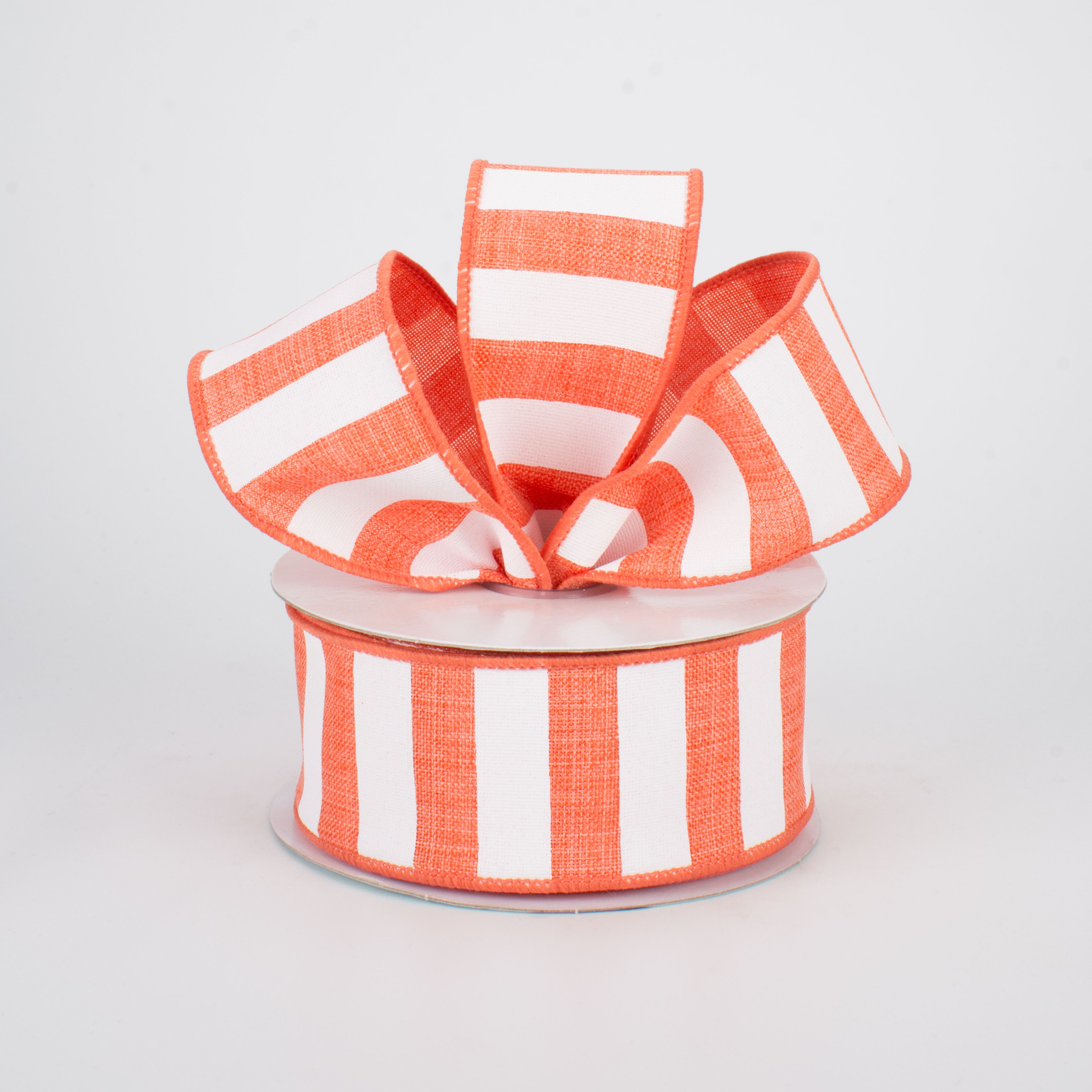 1.5" Horizontal Stripe Ribbon: Coral & White (10 Yards) Lifestyle Photo