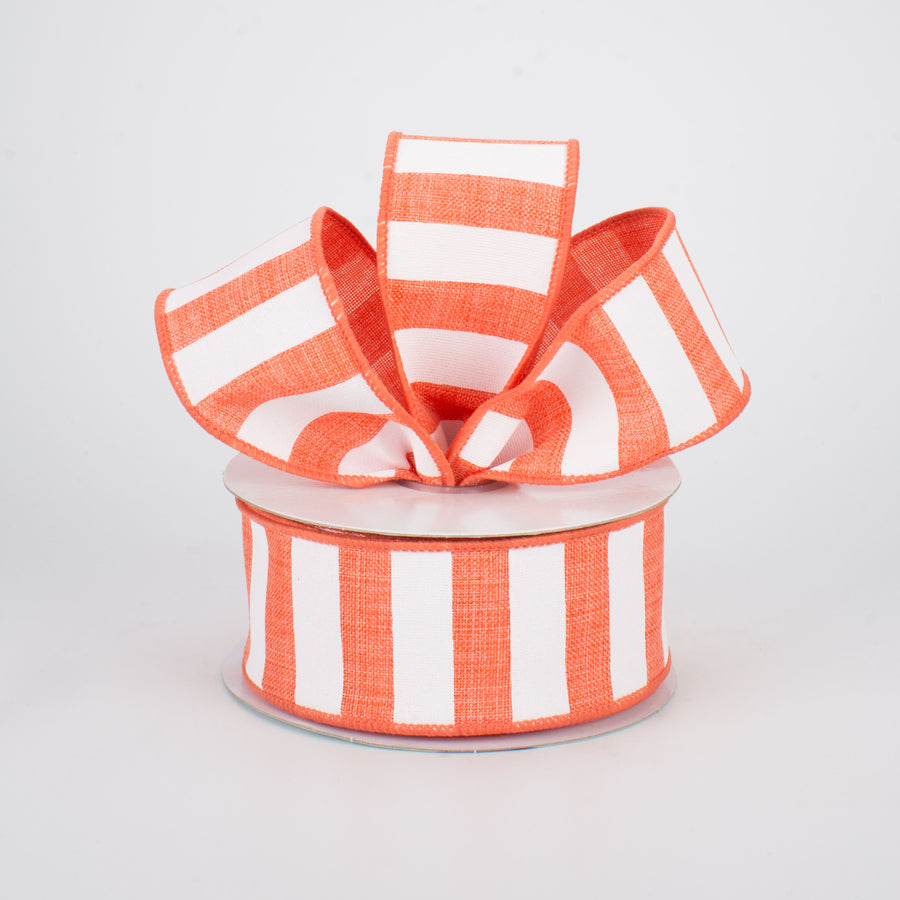 1.5" Horizontal Stripe Ribbon: Coral & White (10 Yards) Lifestyle Photo
