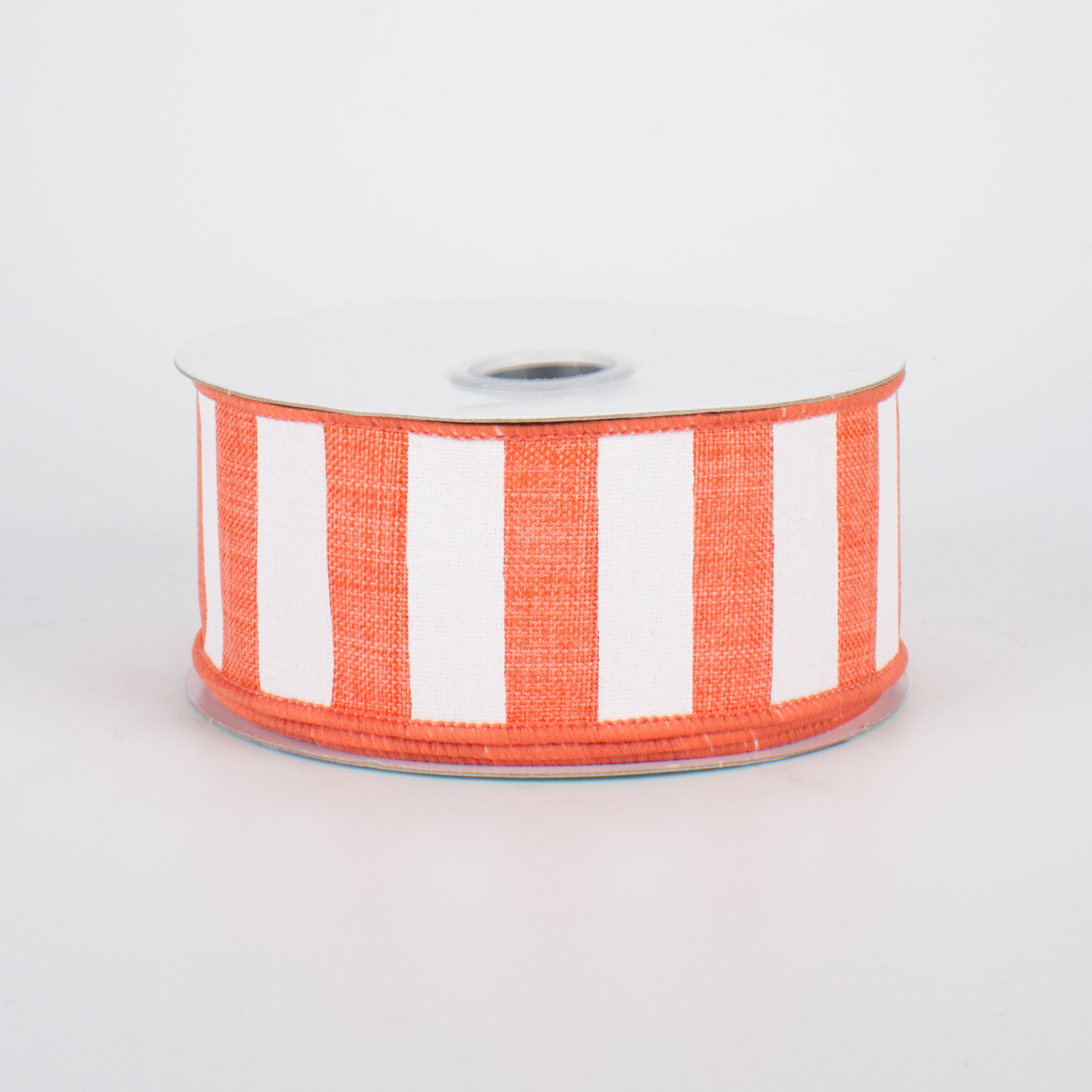 1.5" Horizontal Stripe Ribbon: Coral & White (10 Yards)