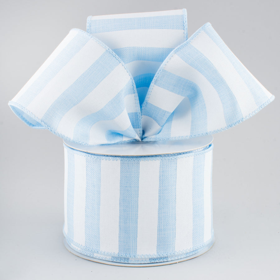 2.5" Horizontal Stripe Ribbon: Light Blue & White (10 Yards) Lifestyle Photo
