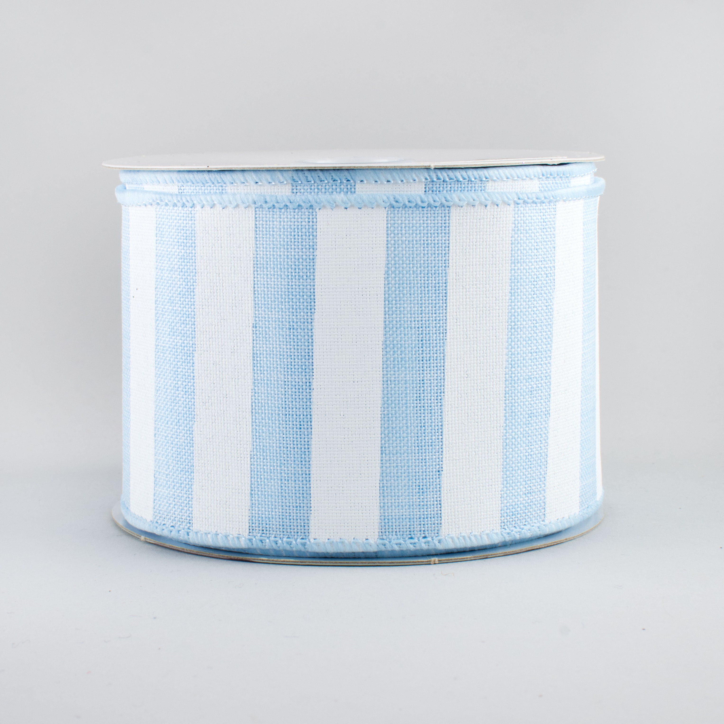 2.5" Horizontal Stripe Ribbon: Light Blue & White (10 Yards)
