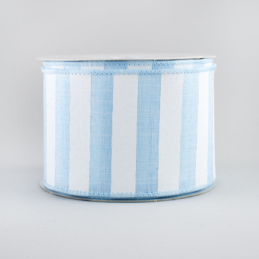 2.5" Horizontal Stripe Ribbon: Light Blue & White (10 Yards)