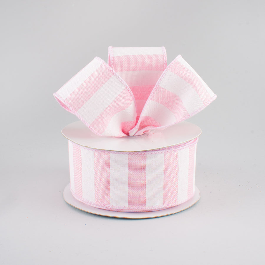 1.5" Horizontal Stripe Ribbon: Light Pink & White (10 Yards) Lifestyle Photo