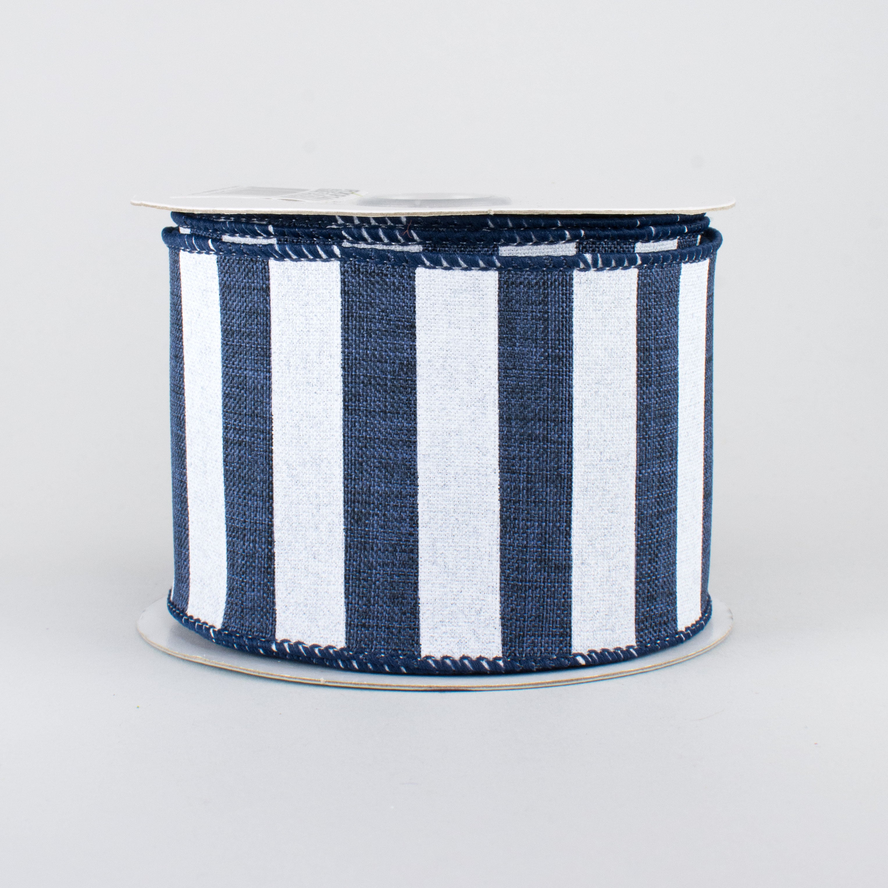 2.5" Horizontal Stripe Ribbon: Navy Blue & White (10 Yards)