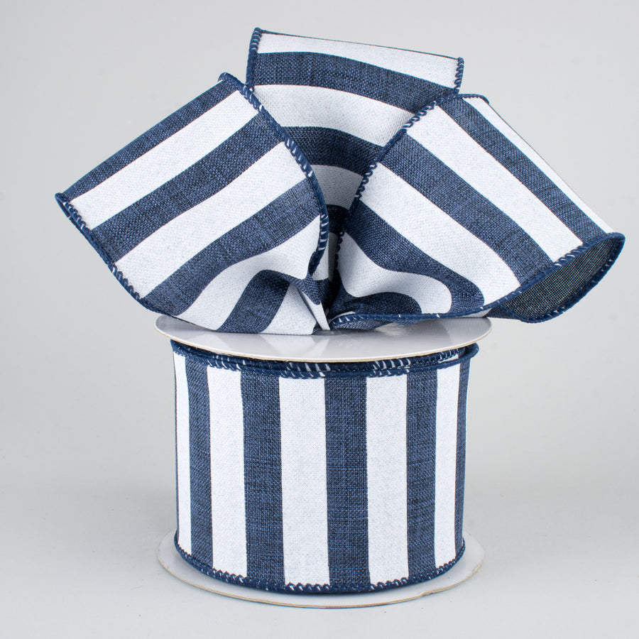 2.5" Horizontal Stripe Ribbon: Navy Blue & White (10 Yards) Lifestyle Photo