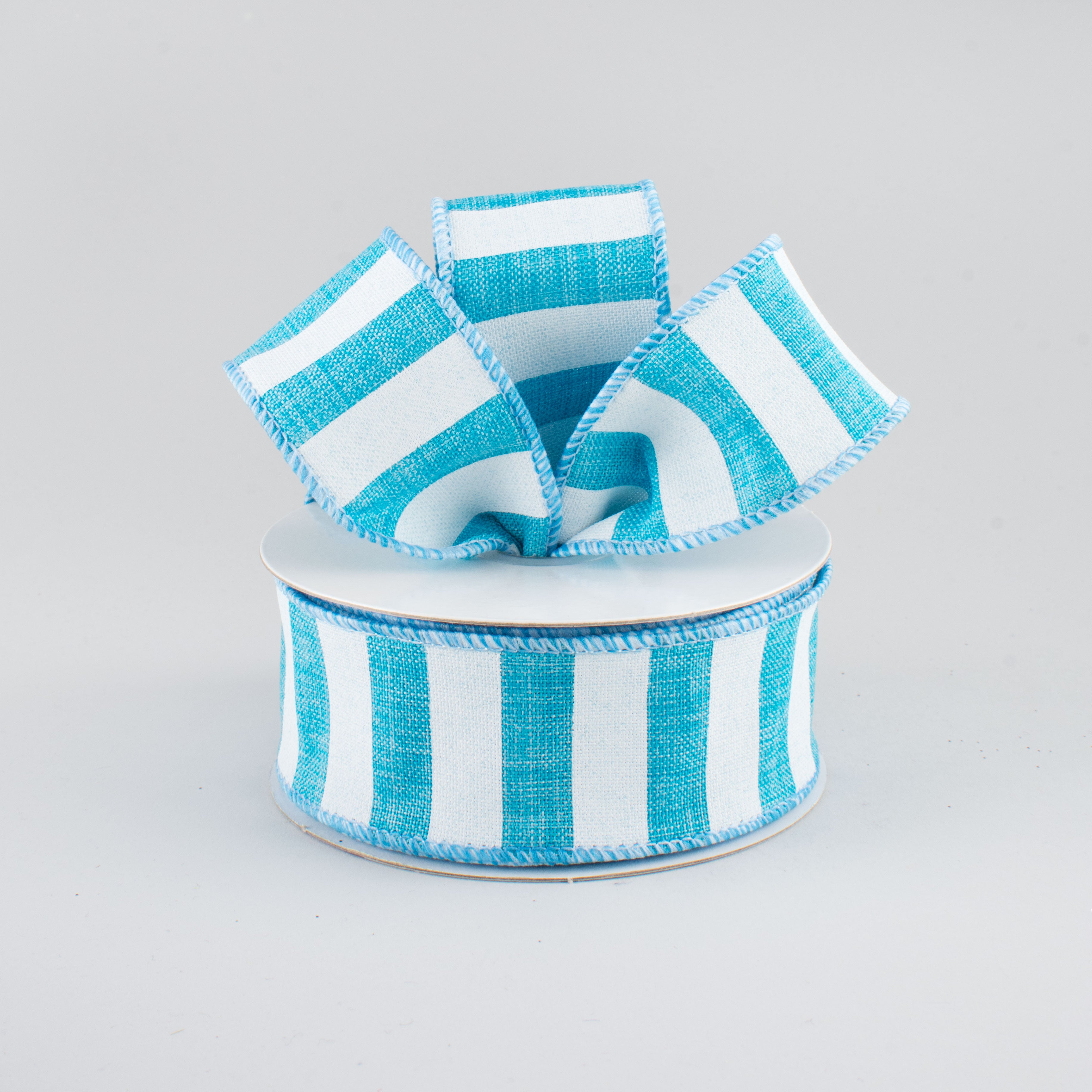 1.5" Horizontal Stripe Ribbon: Turquoise & White (10 Yards) Lifestyle Photo