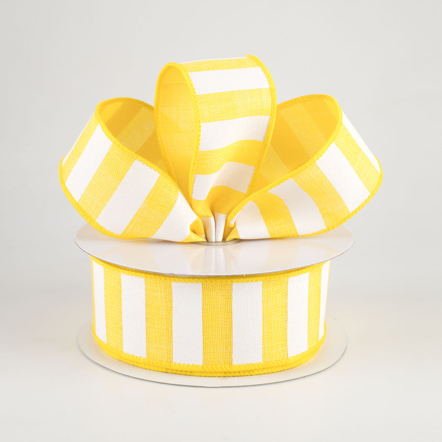 1.5" Horizontal Stripe Ribbon: Yellow & White (10 Yards) Lifestyle Photo