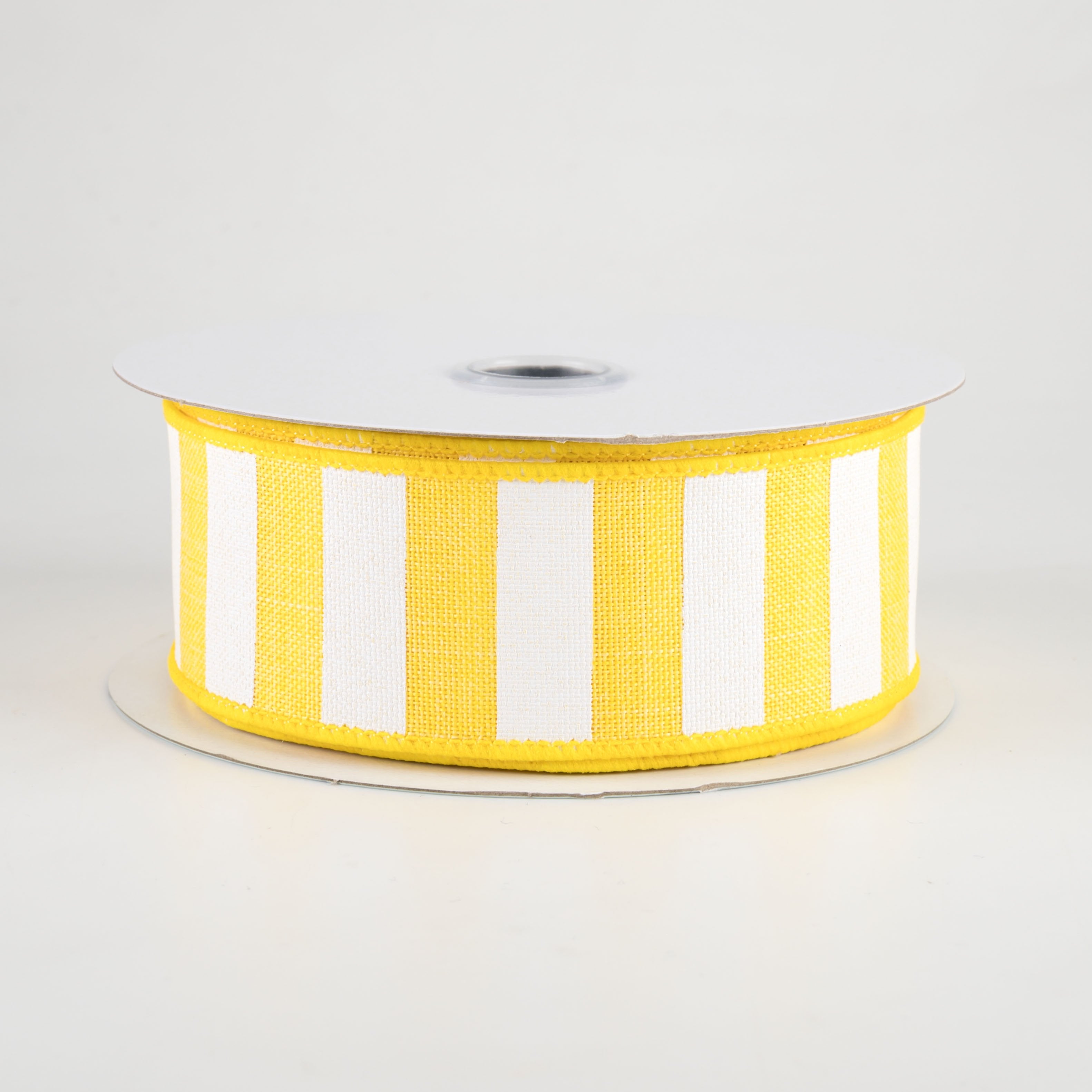 1.5" Horizontal Stripe Ribbon: Yellow & White (10 Yards)