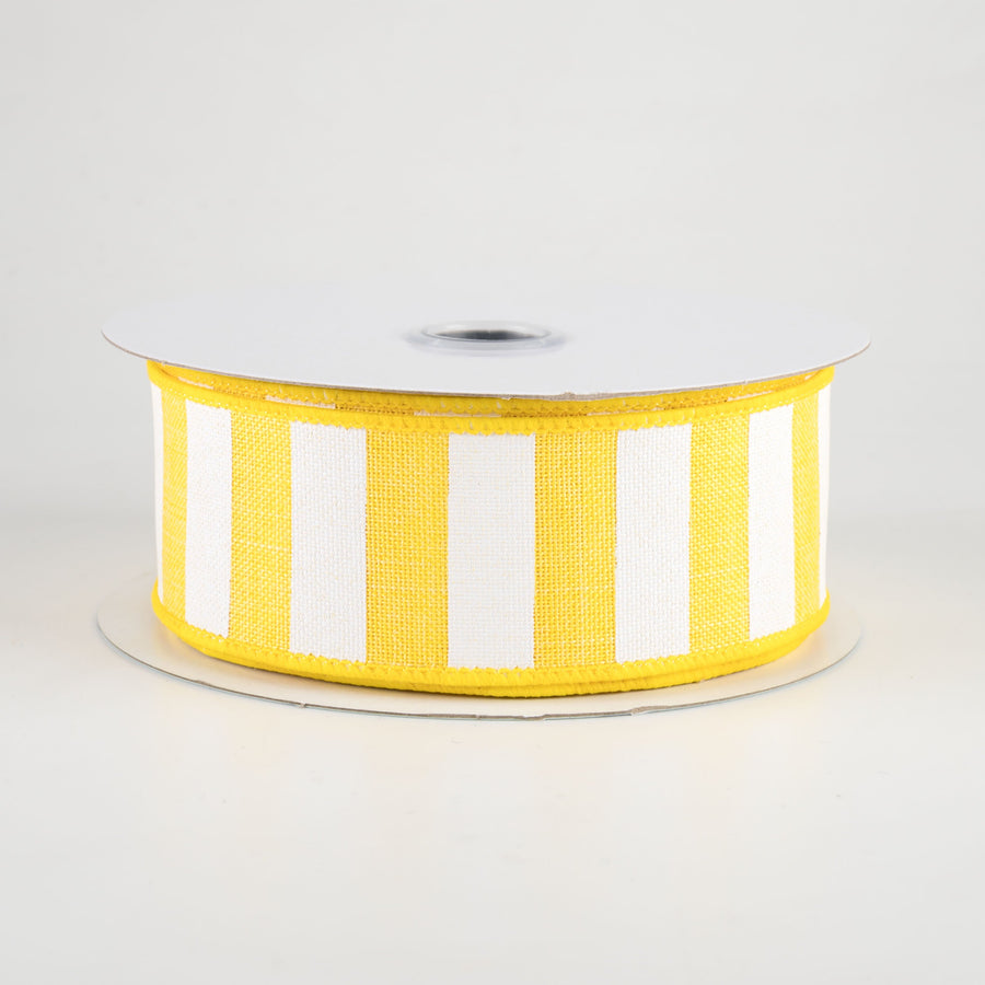 1.5" Horizontal Stripe Ribbon: Yellow & White (10 Yards)