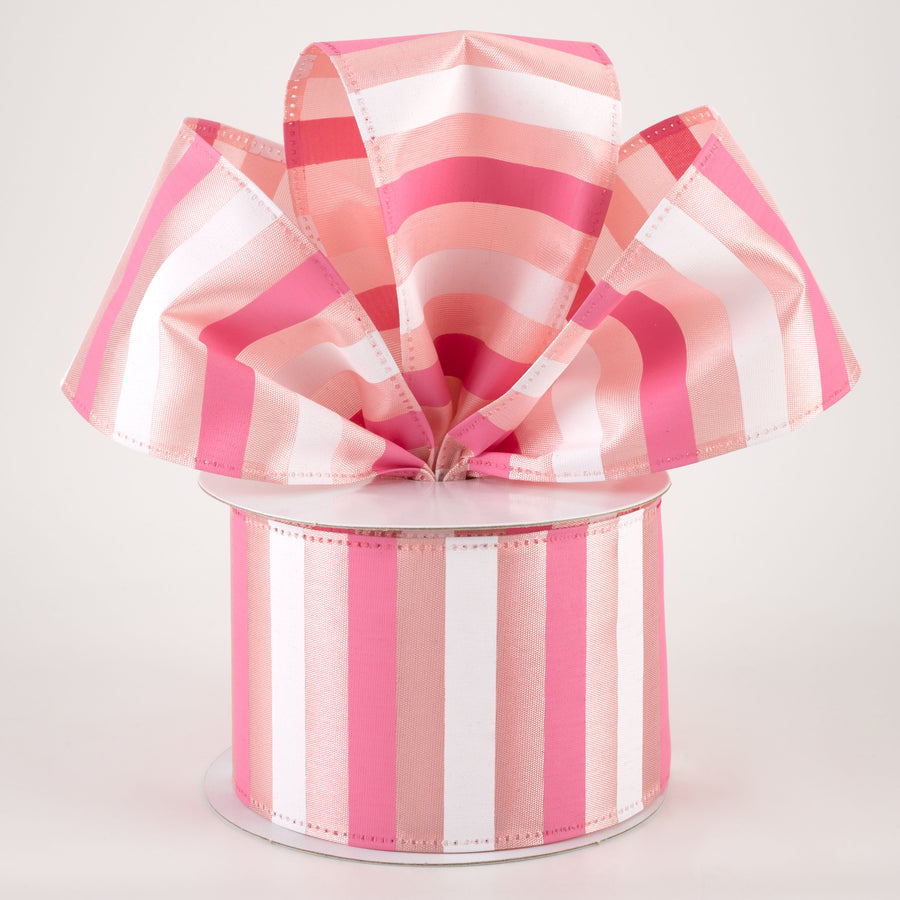 2.5" Horizontal Stripes Satin Ribbon: Pink & White on Blush (10 Yards) Lifestyle Photo