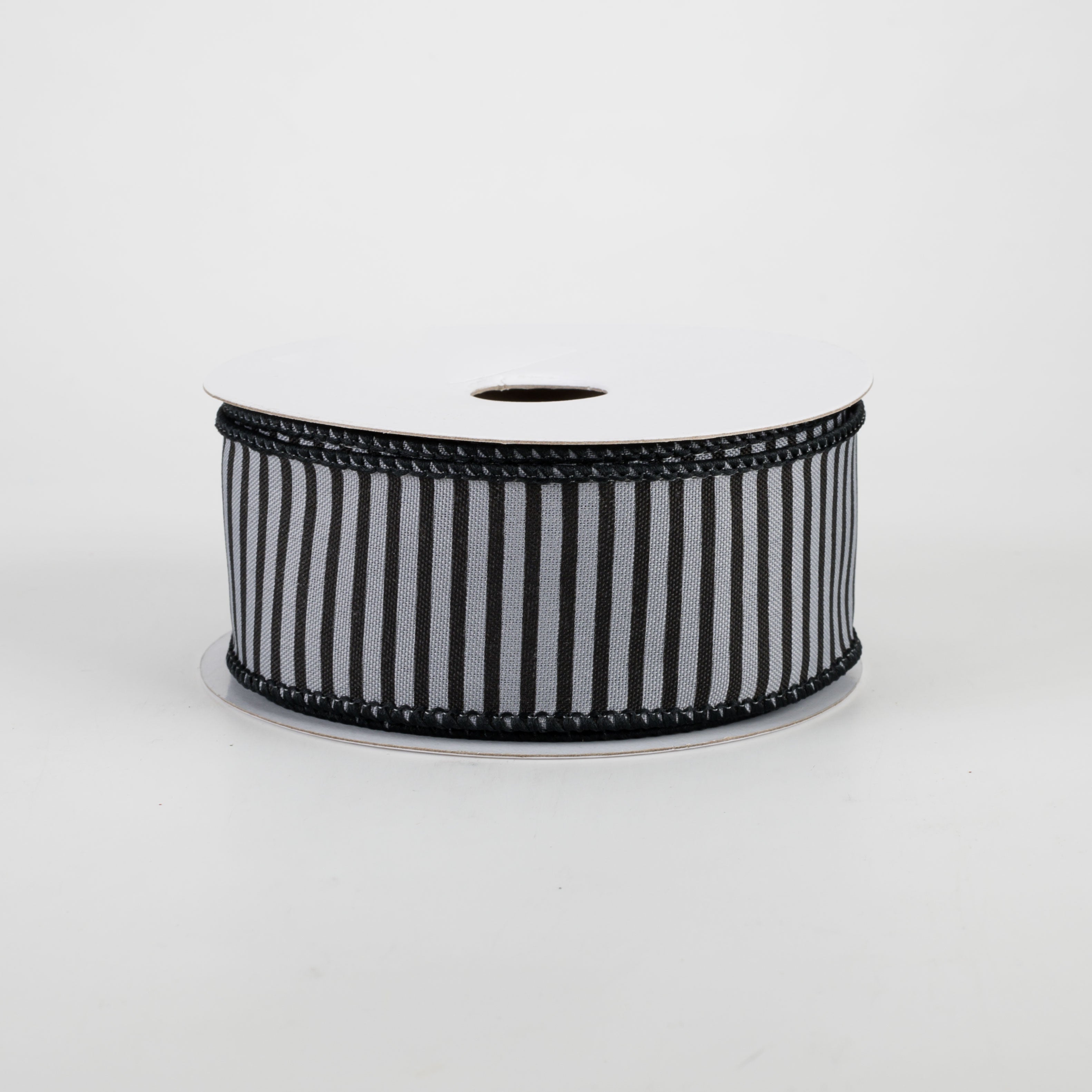 1.5" Horizontal Thin Stripes Ribbon: Grey & Black (10 Yards)