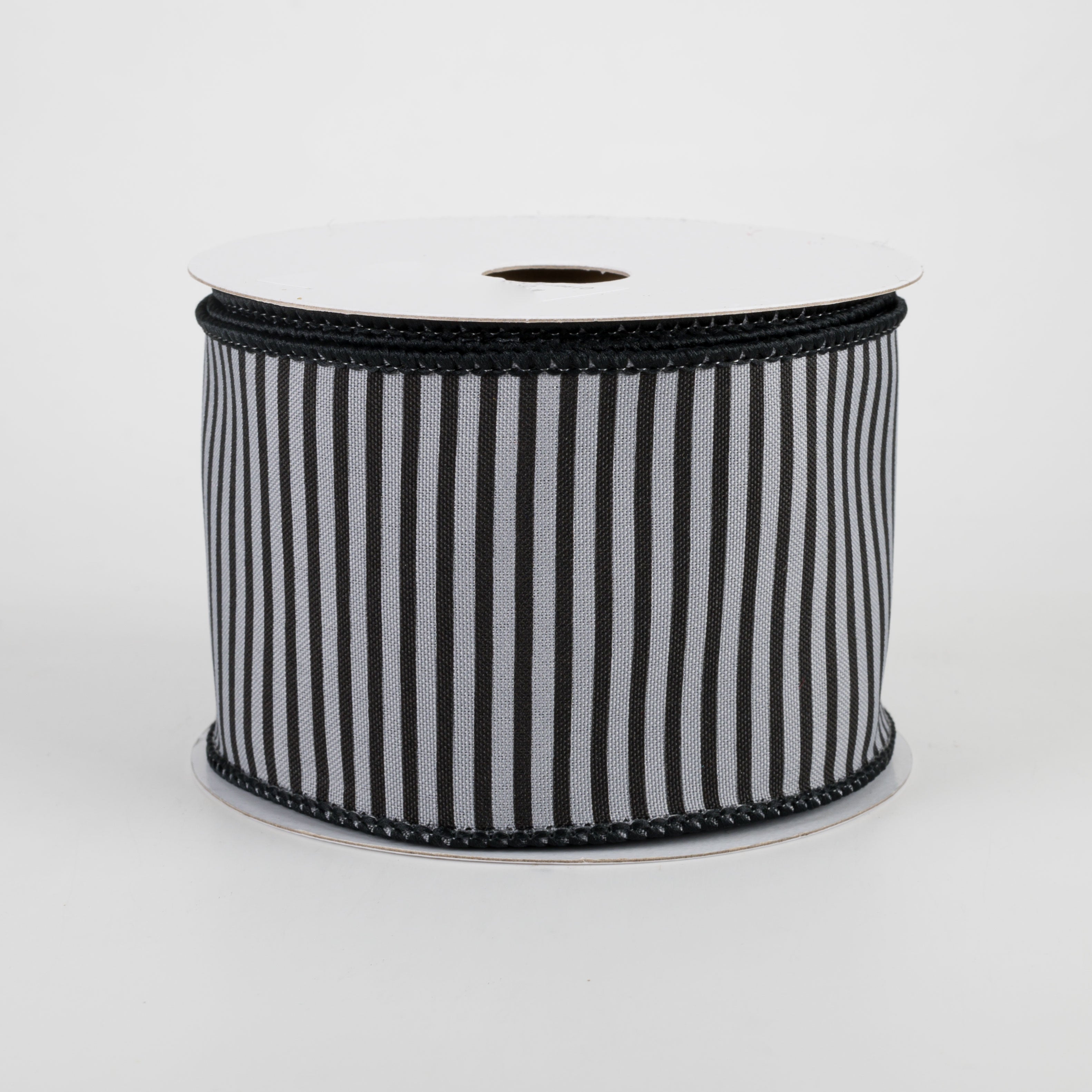 2.5" Horizontal Thin Stripes Ribbon: Grey & Black (10 Yards)
