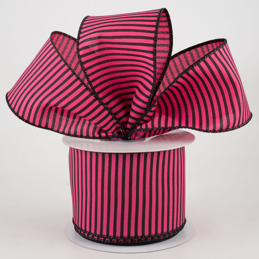 2.5" Horizontal Thin Stripes Ribbon: Hot Pink & Black (10 Yards) Lifestyle Photo