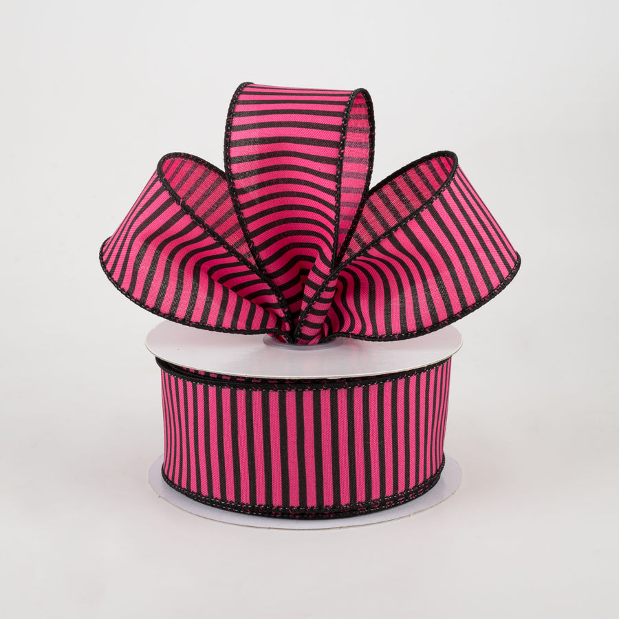 1.5" Horizontal Thin Stripes Ribbon: Hot Pink & Black (10 Yards) Lifestyle Photo