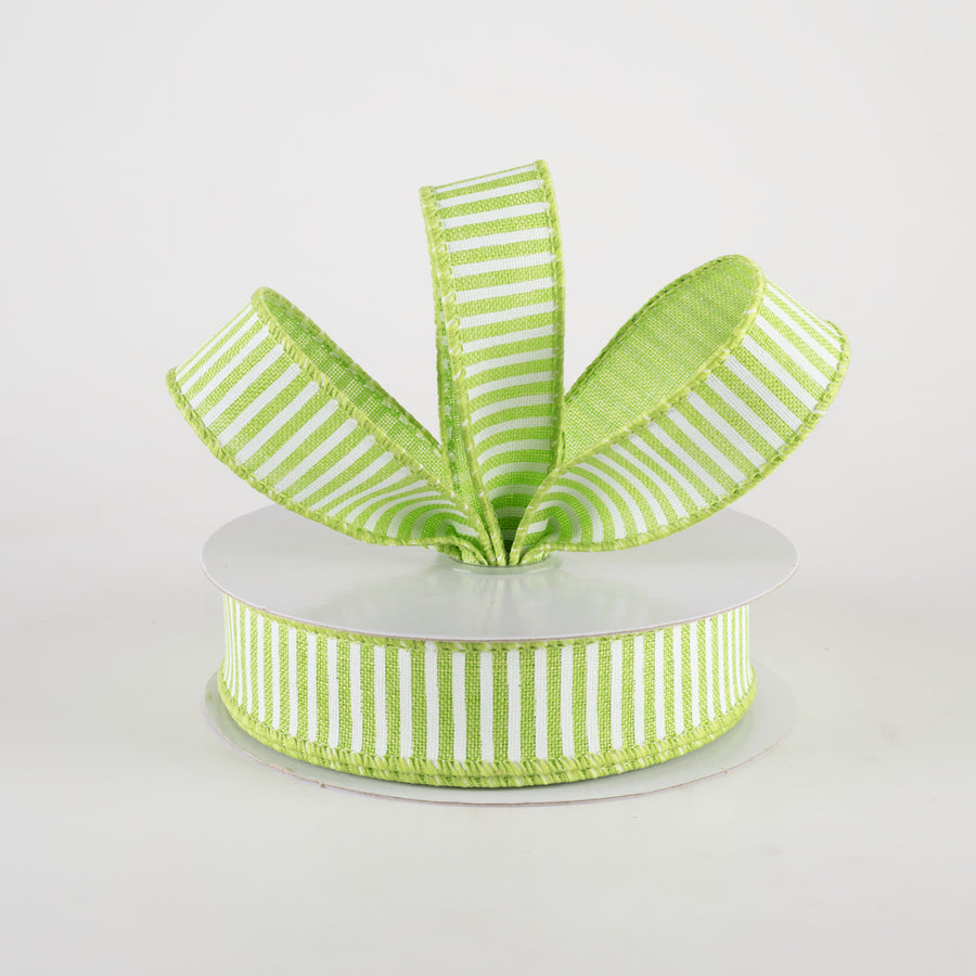 7/8" Horizontal Thin Stripes Ribbon: Lime Green & White (10 Yards) Lifestyle Photo