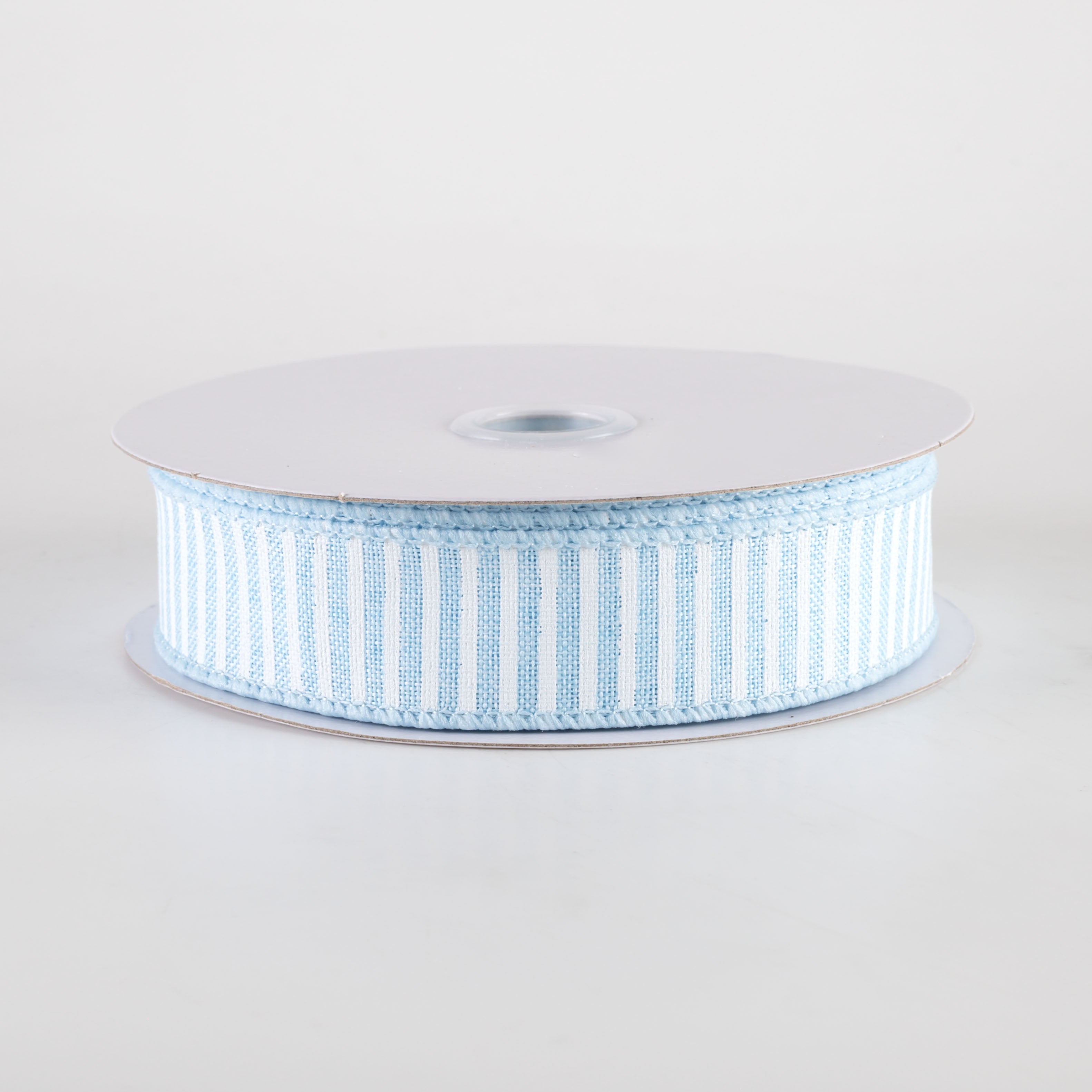 7/8" Horizontal Thin Stripes Ribbon: Pale Blue & White (10 Yards)