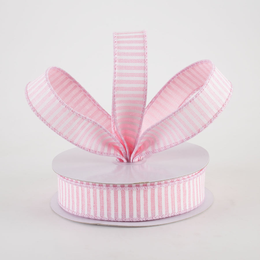 7/8" Horizontal Thin Stripes Ribbon: Pale Pink & White (10 Yards) Lifestyle Photo