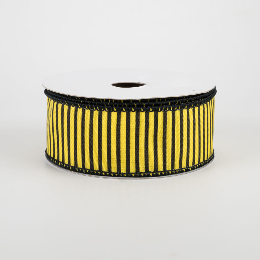 1.5" Horizontal Thin Stripes Ribbon: Yellow & Black (10 Yards)