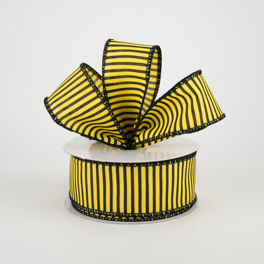 1.5" Horizontal Thin Stripes Ribbon: Yellow & Black (10 Yards) Lifestyle Photo