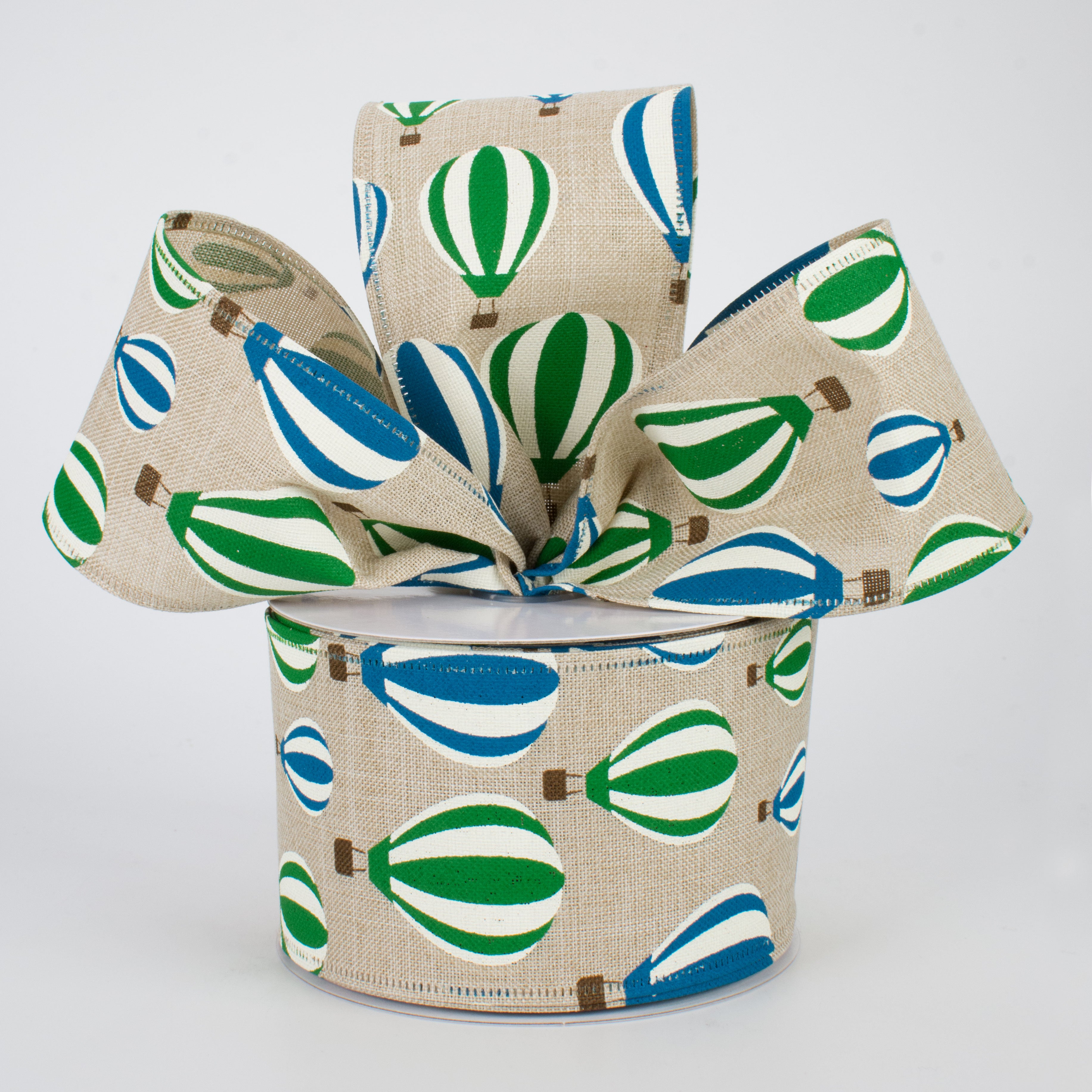 2.5" Hot Air Balloon Ribbon: Blue & Green (10 Yards) Lifestyle Photo