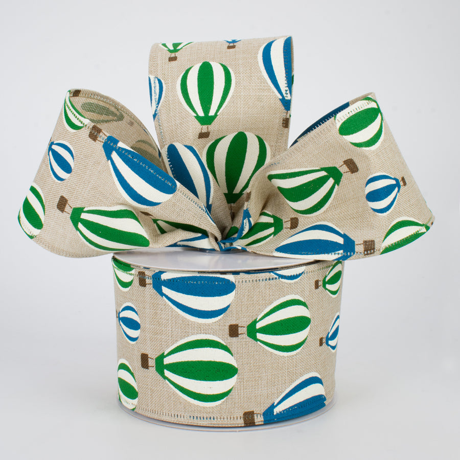 2.5" Hot Air Balloon Ribbon: Blue & Green (10 Yards) Lifestyle Photo