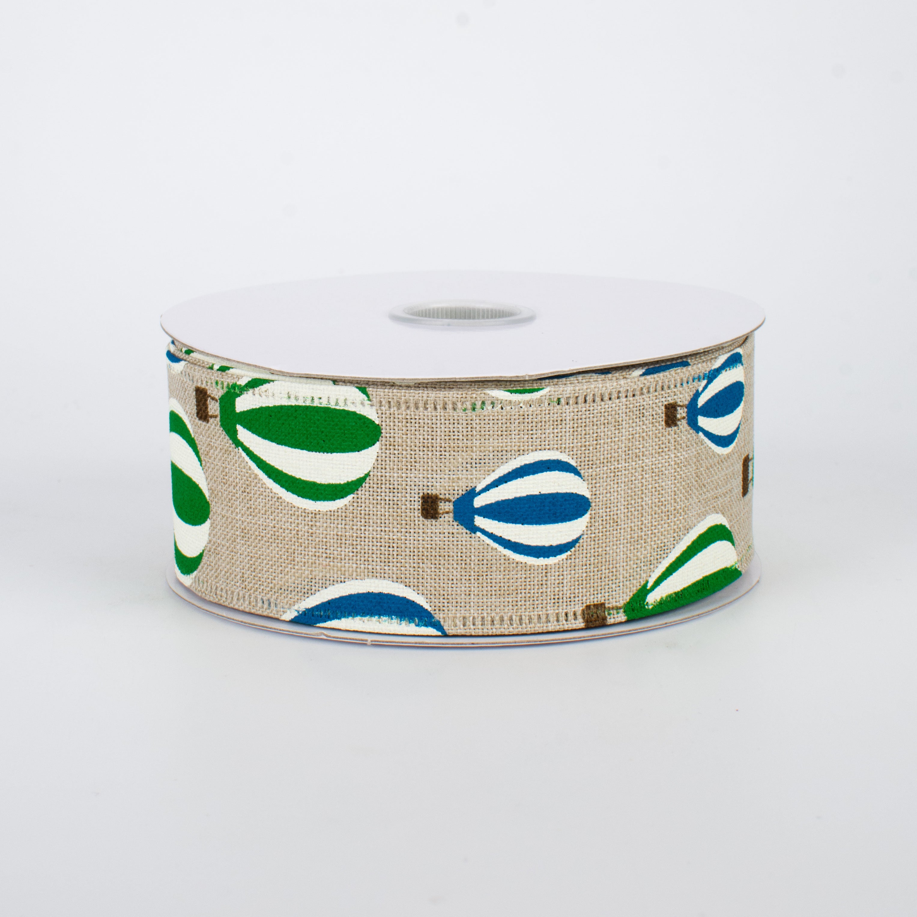 1.5" Hot Air Balloon Ribbon: Blue & Green (10 Yards)